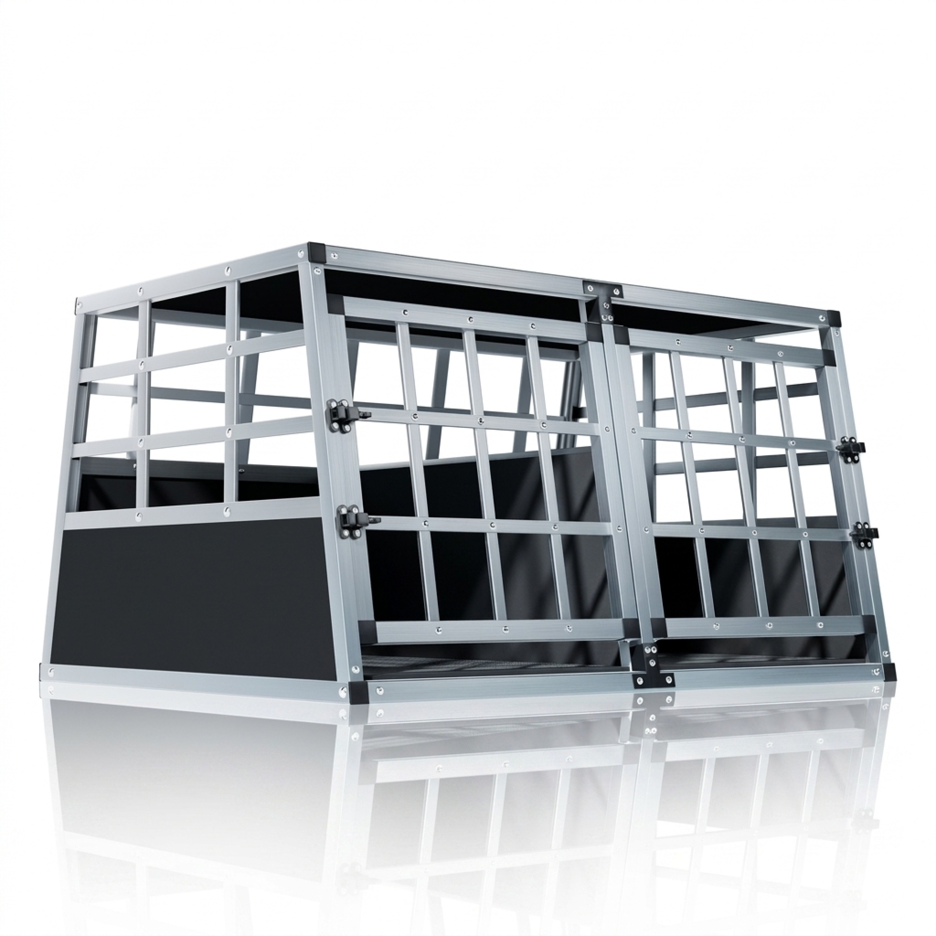 Image of Xl Aluminum Dog Carrier Crate 89x70x51cm, Trunk-compatible, Lockable, Trapezoidal, Travel Bag, Car, Pet, Transport Bag, Carrying Bag