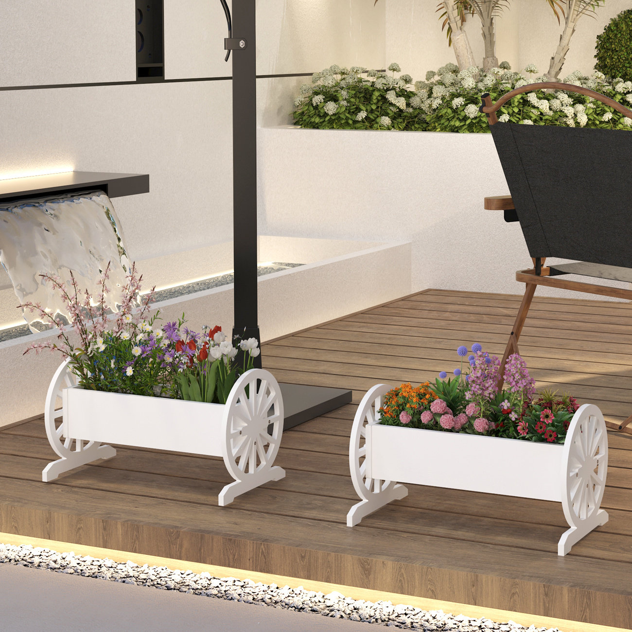 Image of Waterproof Wagon Planter, Versatile Raised Garden Bed For Vegetables, Herbs, Indoor Outdoor Decorative Flower Pot Stand For Patio Balcony