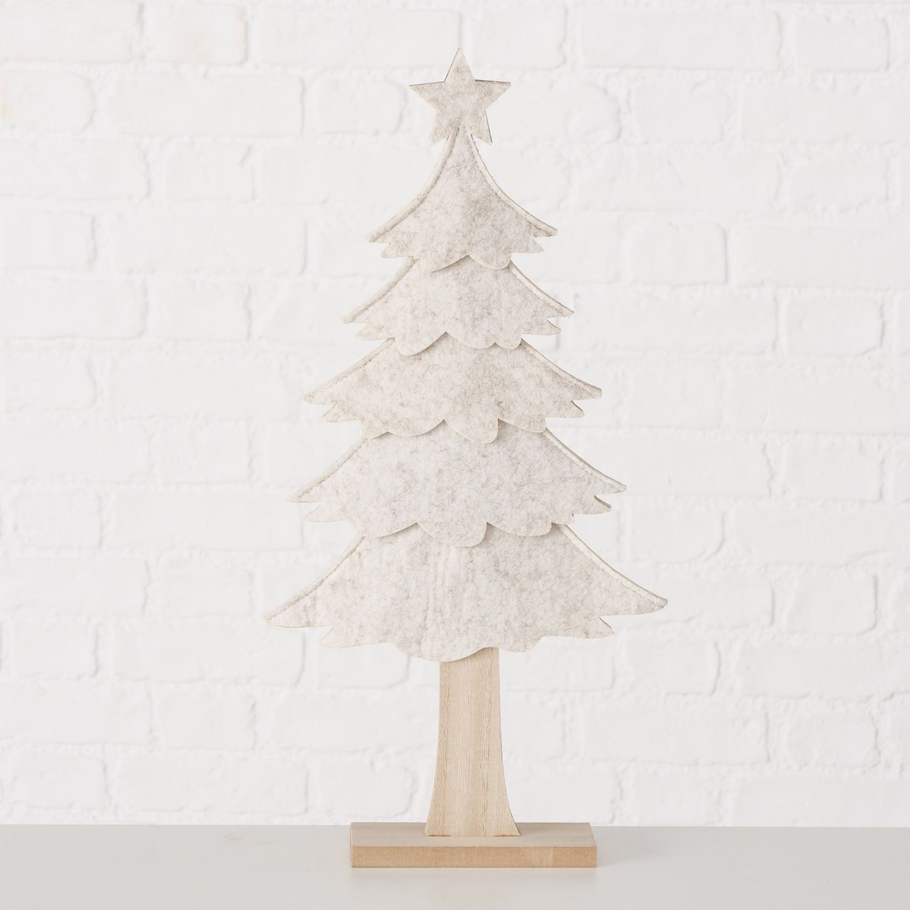 Image of H47cm Decorative Stand From Wood & Felt, Fir Christmas Tree For Advent