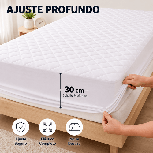 protector de colchón acolchado y transpirable, ajustable con bolsillo profundo de 30 cm, y silencioso, lavable a máquina, para camas individuales, dobles, matrimonio size, no impermeable