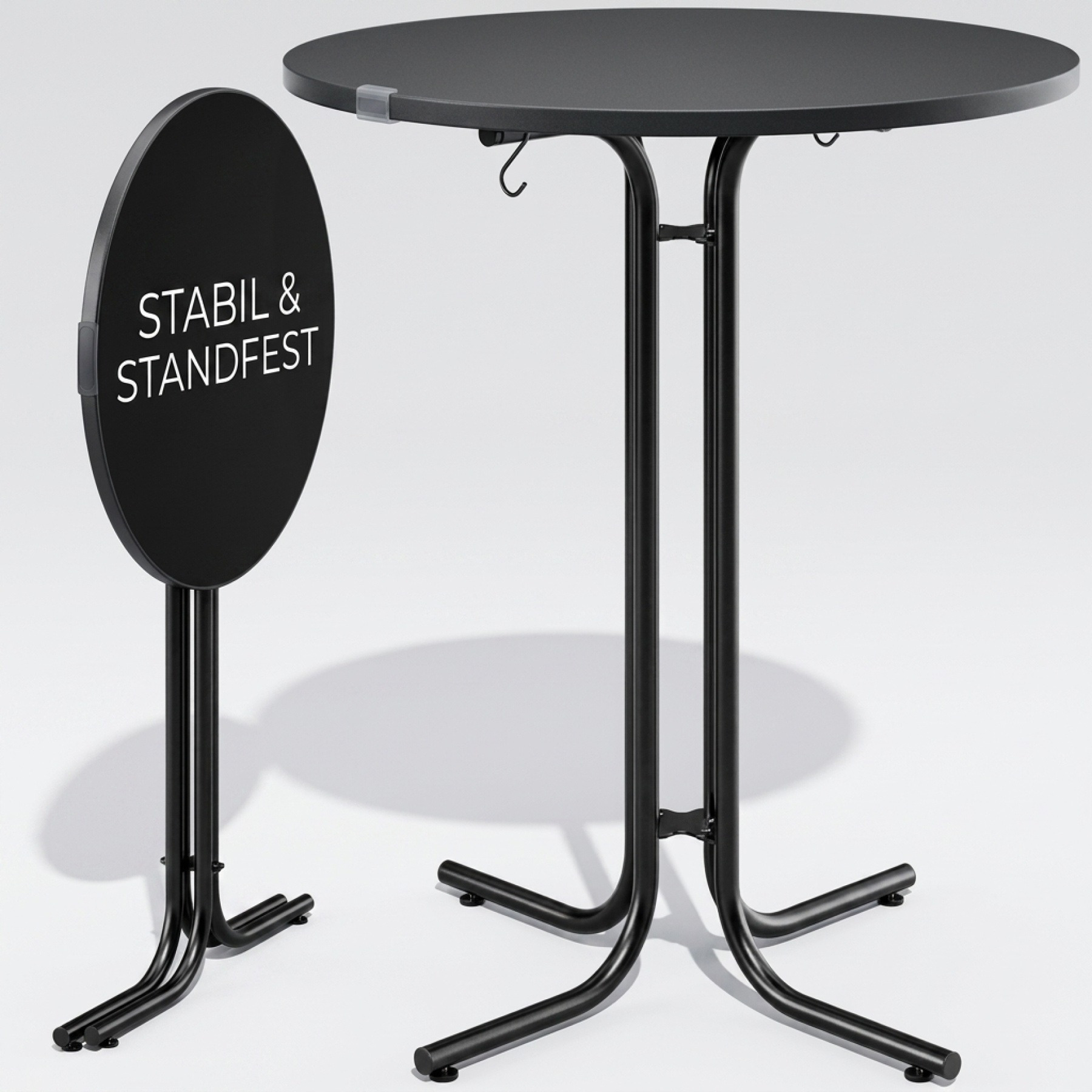 Image of Folding Bar Table Set Of 2, Outdoor Gastro Bistro Table With , Ø 80 Cm Round, Weather-resistant, Grey , Powder-coated Metal