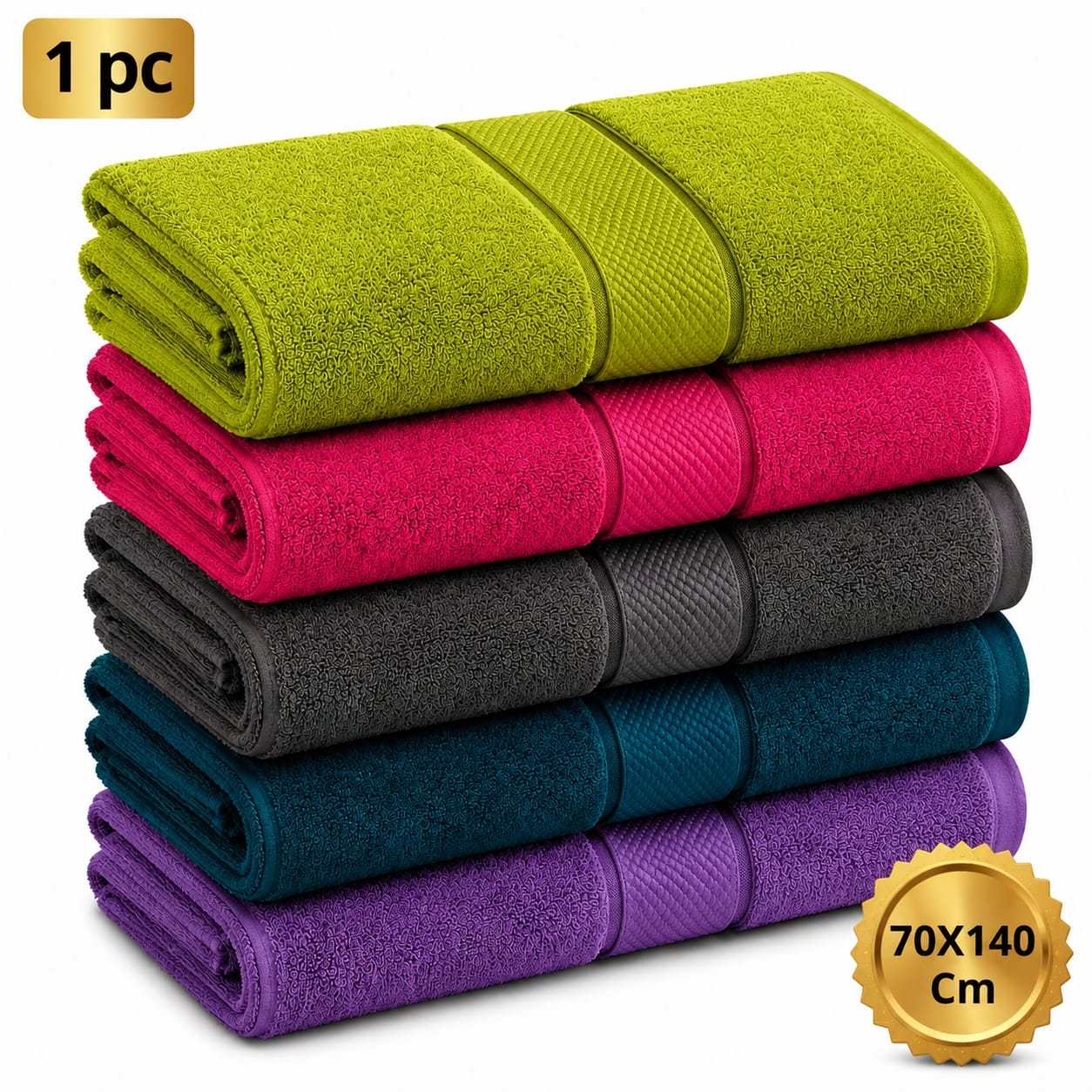 TEMU Toalla de Ducha 70x140 cm 100% Algodón – Toalla de Baño de y Absorbente, Color Liso Teñido, Secado Rápido para Uso Diario