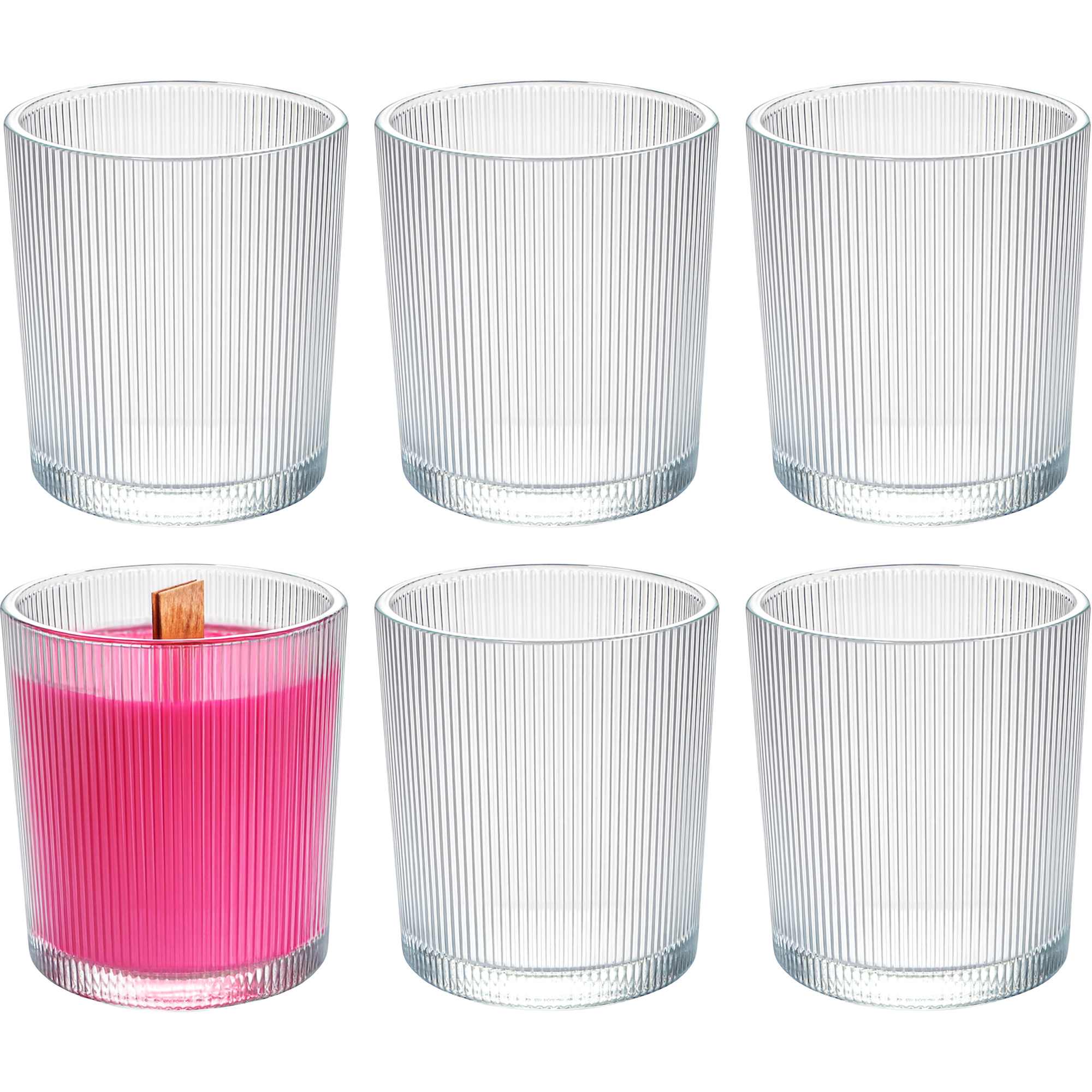 Image of 260 Ml Candle Glasses 6pcs Set - , Elegant Ribbed Glasses For Pouring Candles, & Long-lasting, Reusable, Ideal For Diy Candles, Scented Candles & Creative Gift Ideas