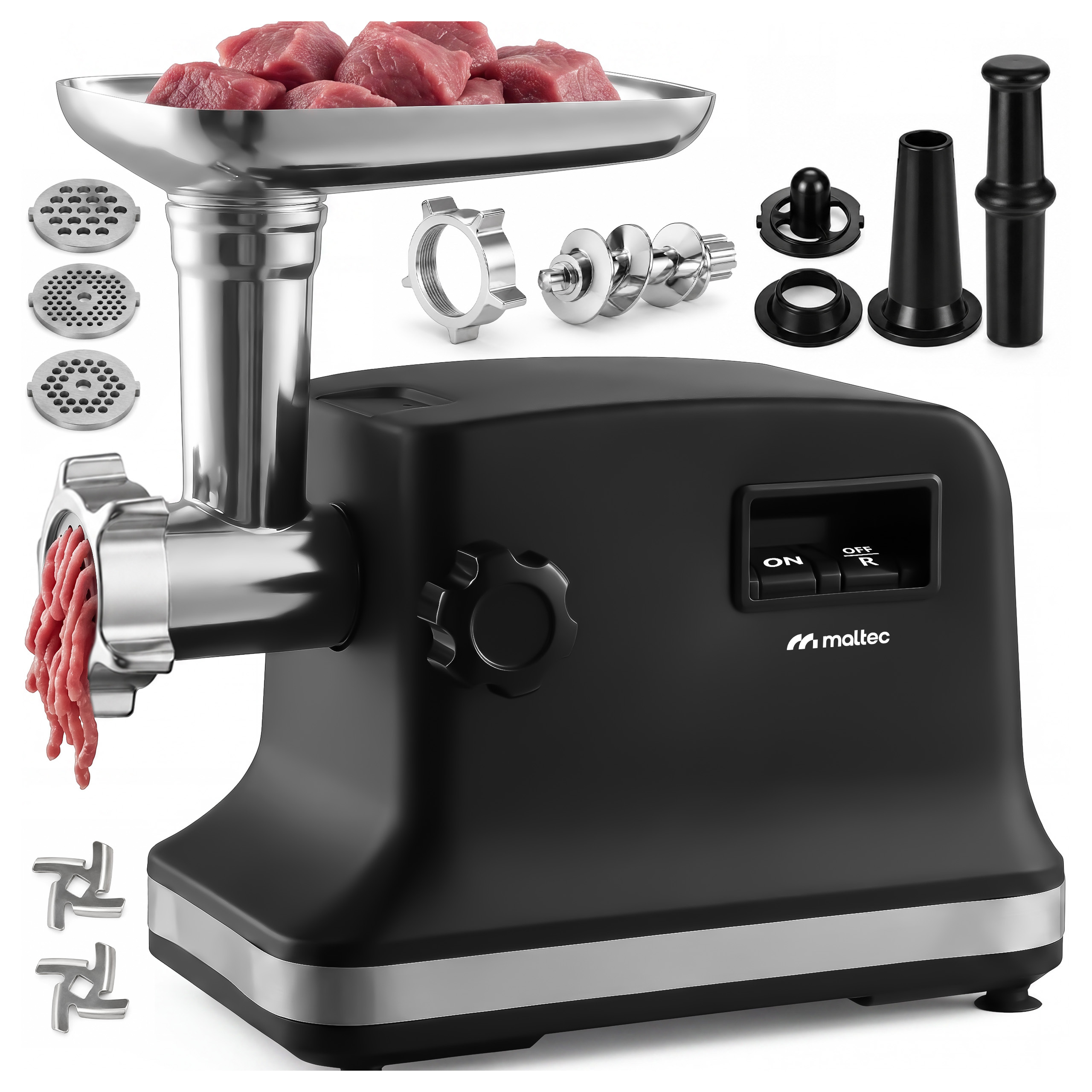 Image of Electric Meat Grinder 3kg/min Large Set With 3 Mesh Attachments Meatsy1800