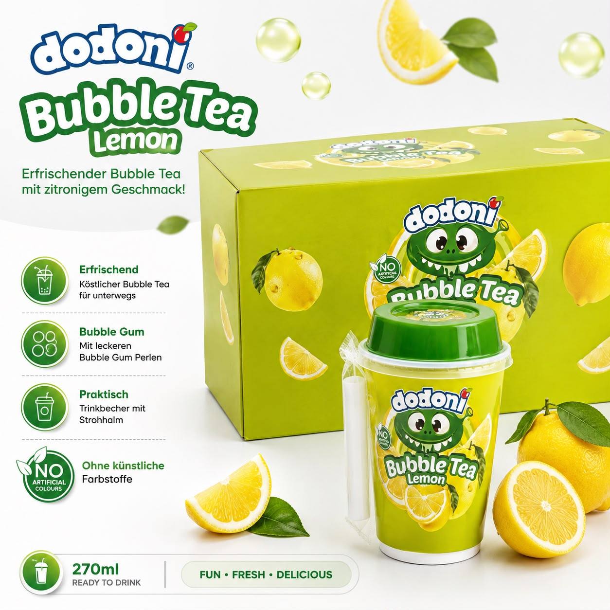 Image of Dodoni Bubble Tea Lemon 270ml X 10