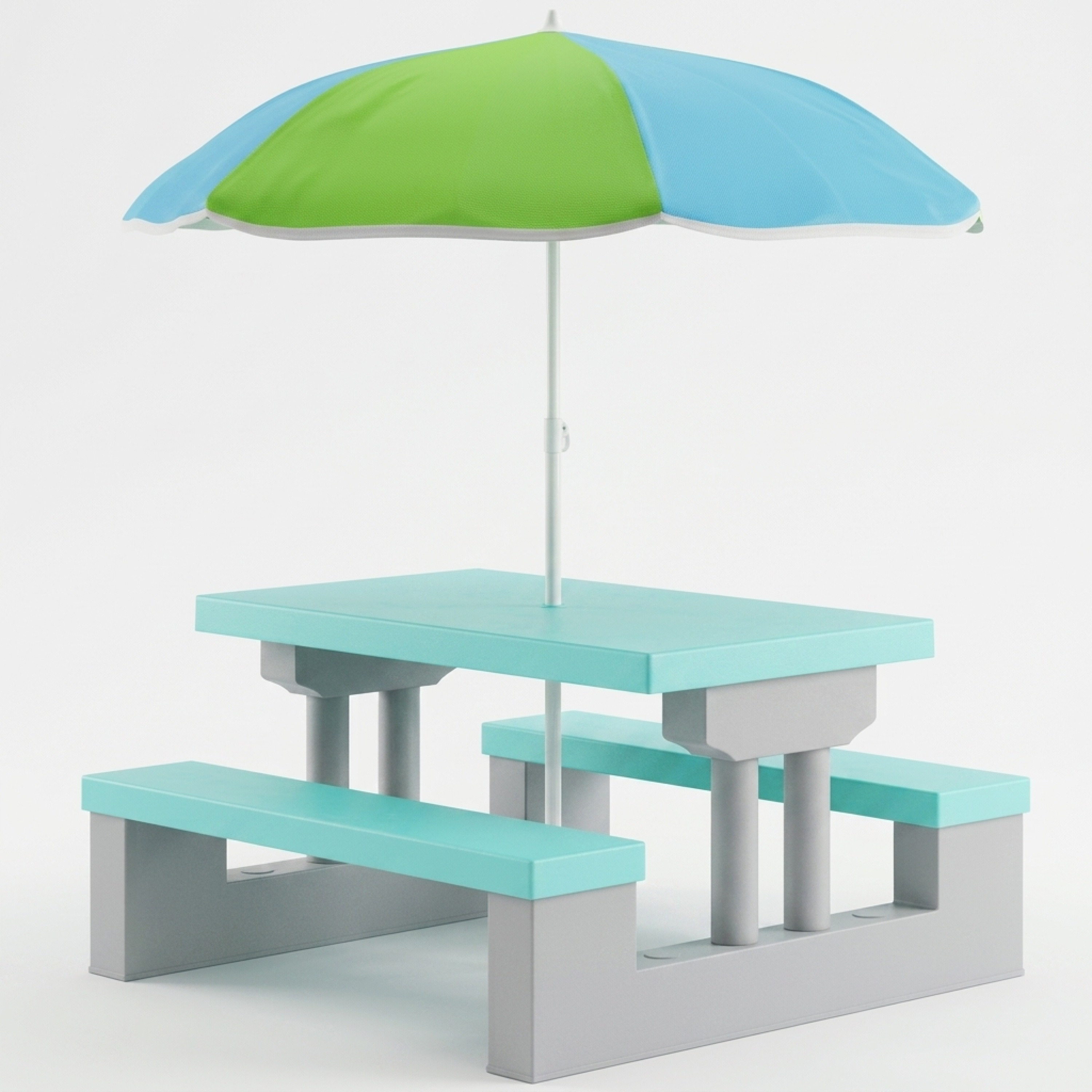 Image of Children' Group With Mint Sunshade, Plug-in System, Washable, Abs, Weather-resistant, Outdoor, Indoor, Picnic Table, Children's Table, Garden Furniture, Uv 40+ Protection