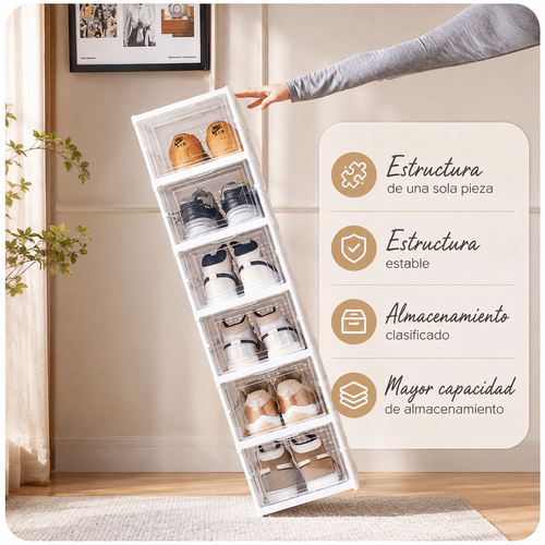 organizador de zapatos plegable, con puerta, 6 compartimentos.