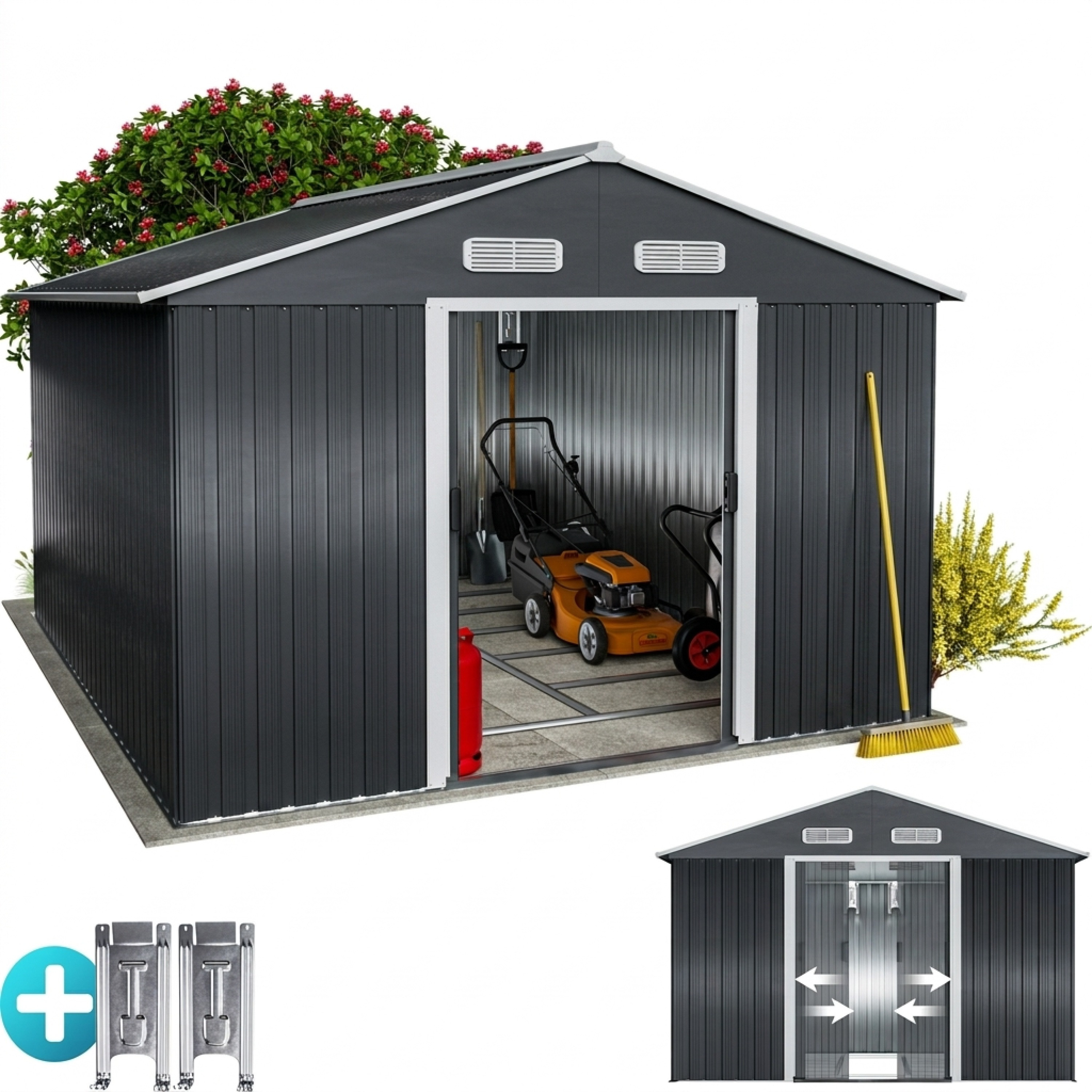 Image of Metal Tool Shed 312x257x178cm With Foundation