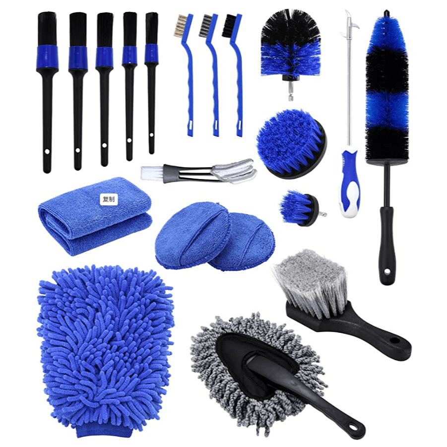 Image of Car Cleaning Brush Set With Detailing Brushes Drill Brushes Tyre Brush Rim Brush Wash Mitt For Car Wheels Washing Engine Aluminium Rim Car 20 Pieces Father's Day Gifts