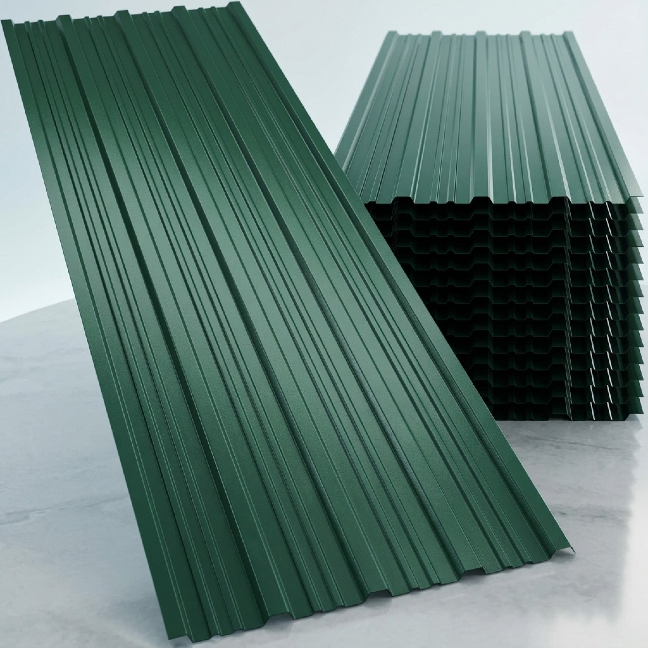 Image of Trapezoidal Sheet 14x 110x46cm, 7m², Weather-resistant, Galvanized, Rust-resistant, Roof Sheet, Profile, Corrugated Sheet, Equipment House, Carport, Green