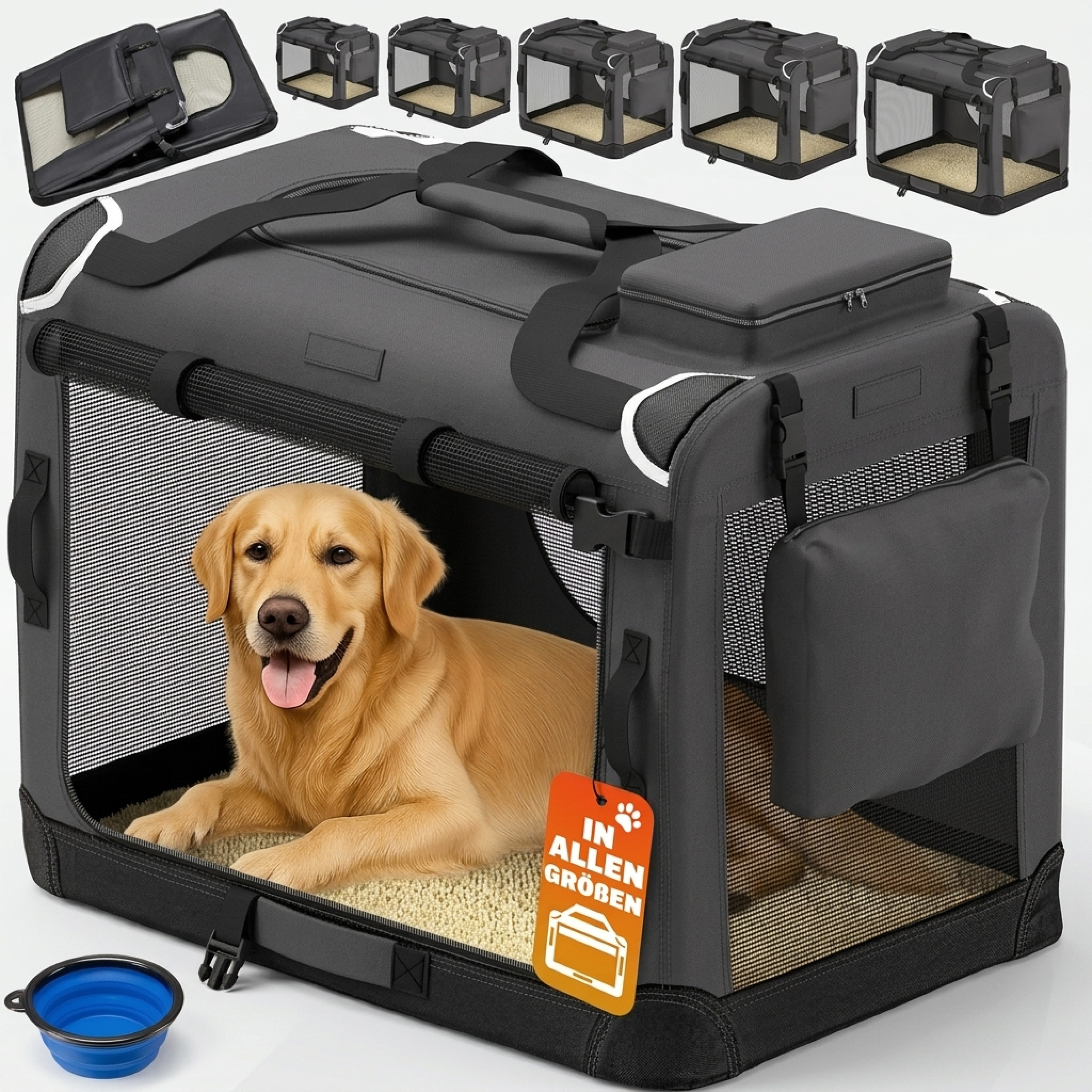 TEMU Xxxl Foldable Dog Crate, 101x70x70cm, Breathable And Durable