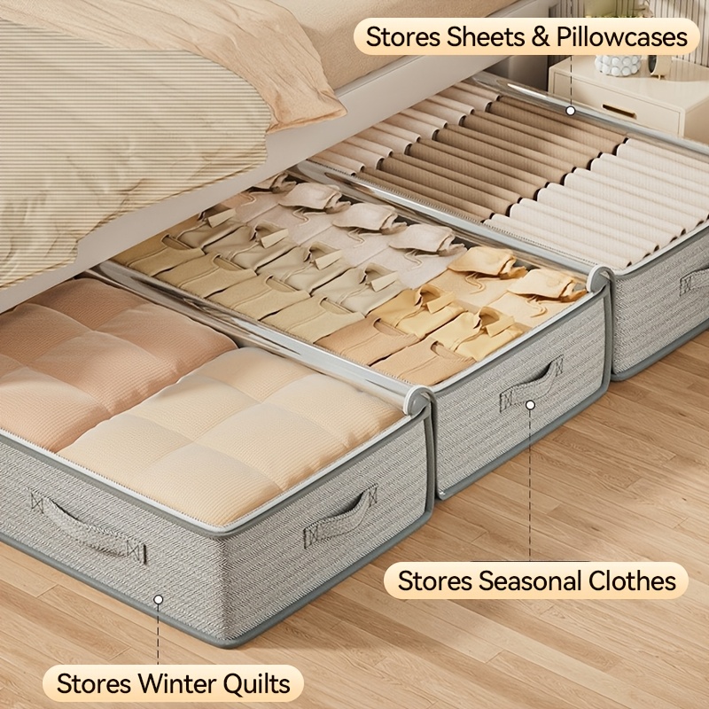 3pcs Foldable Under-Bed Storage Organizers for Clothes