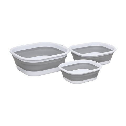 TEMU Juego de 3 Plegable de Silicona para Hogar y Camping (3L / 5L / 10L) - Plegable Ahorra para Lavar Ropa, Baño, Cocina y Viaje