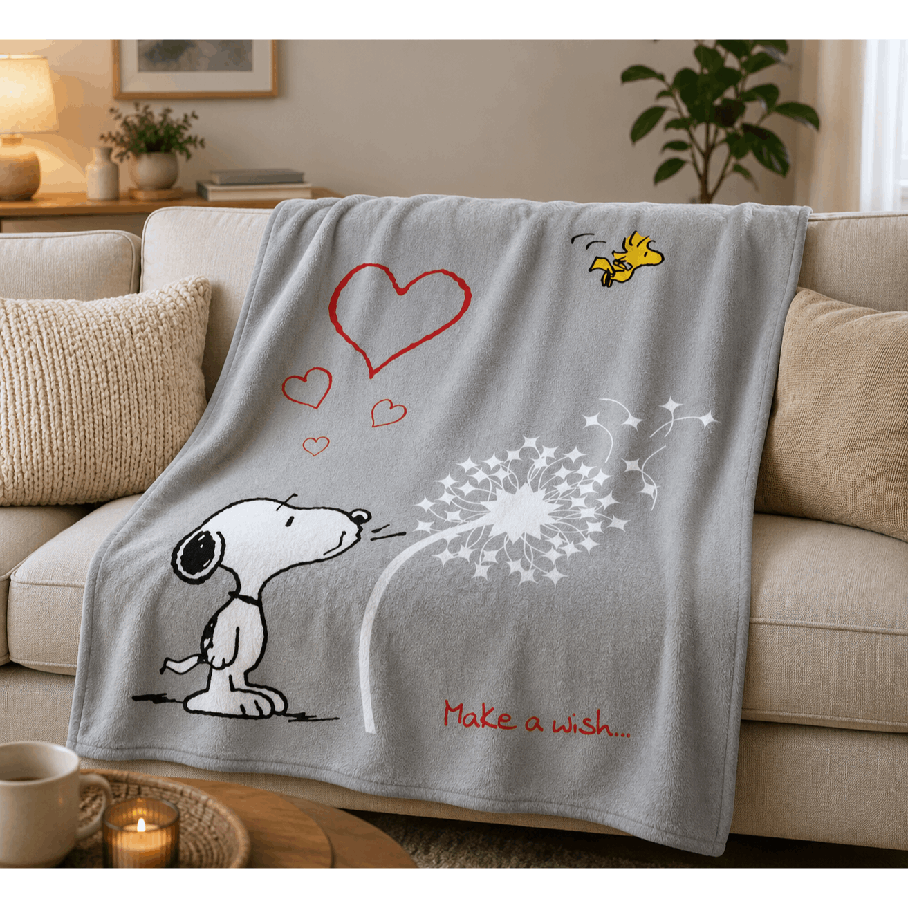 Image of Flannel Plush Blanket Snoopy, Xl Cuddle Blanket, 150 X 200 Cm, Super Soft, Sofa Blanket