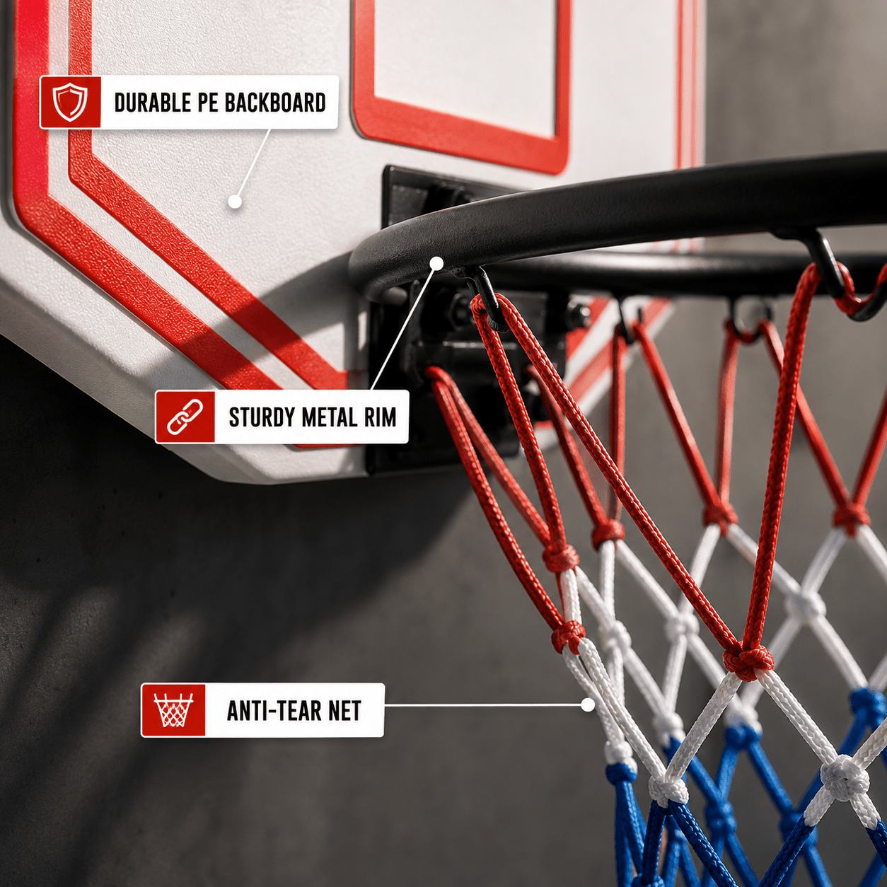 Large Wall Mounted Basketball Hoop with Backboard