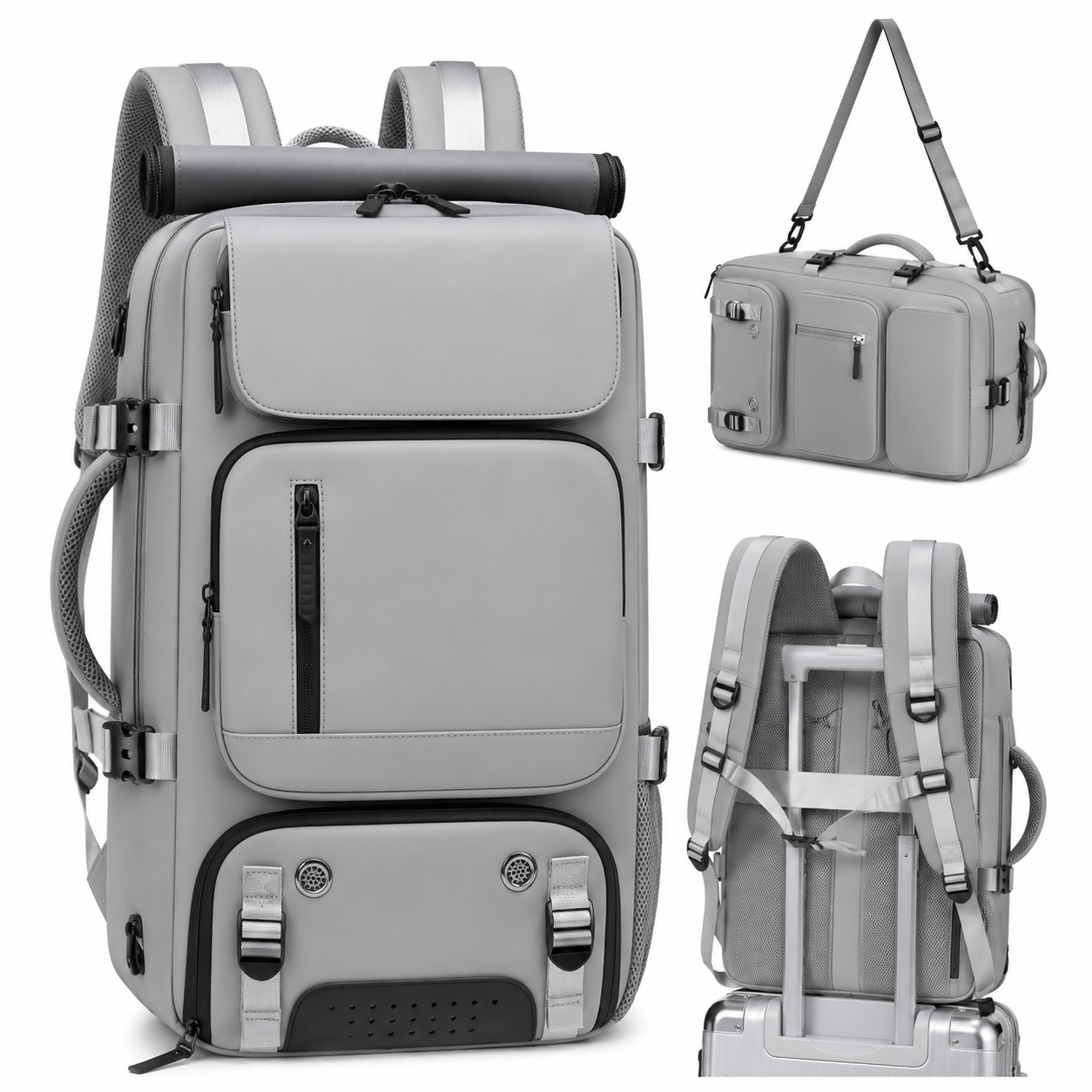 TEMU Men's Travel Backpack, 17 Inch Laptop Bag, Large Capacity Travel Luggage Bag With A Shoe Compartment, Convertible Shoulder Used As A Single Or