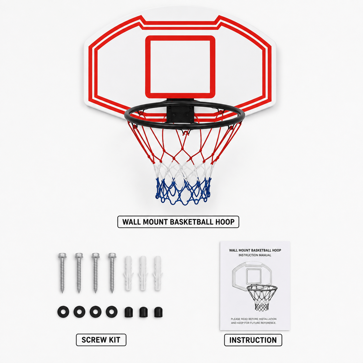 Large Wall Mounted Basketball Hoop with Backboard