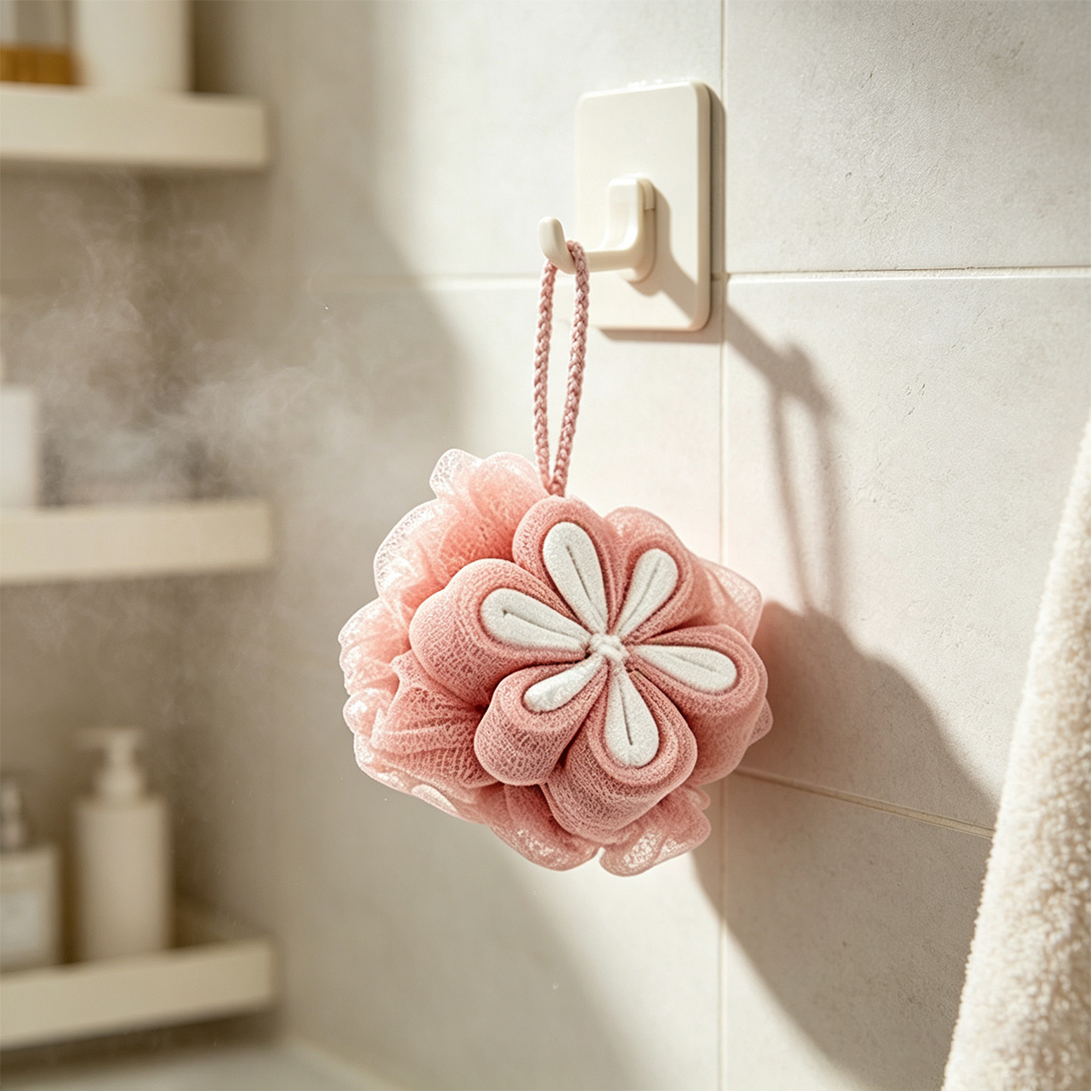 TEMU 1 esponja de baño de malla con diseño de , y agradable con la piel, genera espuma y se puede colgar para guardarla. Artículo de baño diario para