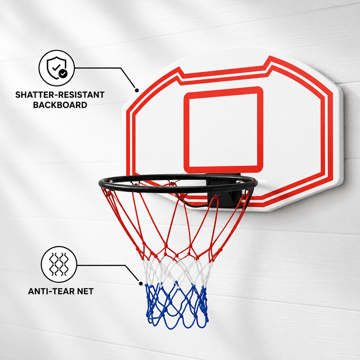 Large Wall Mounted Basketball Hoop with Backboard