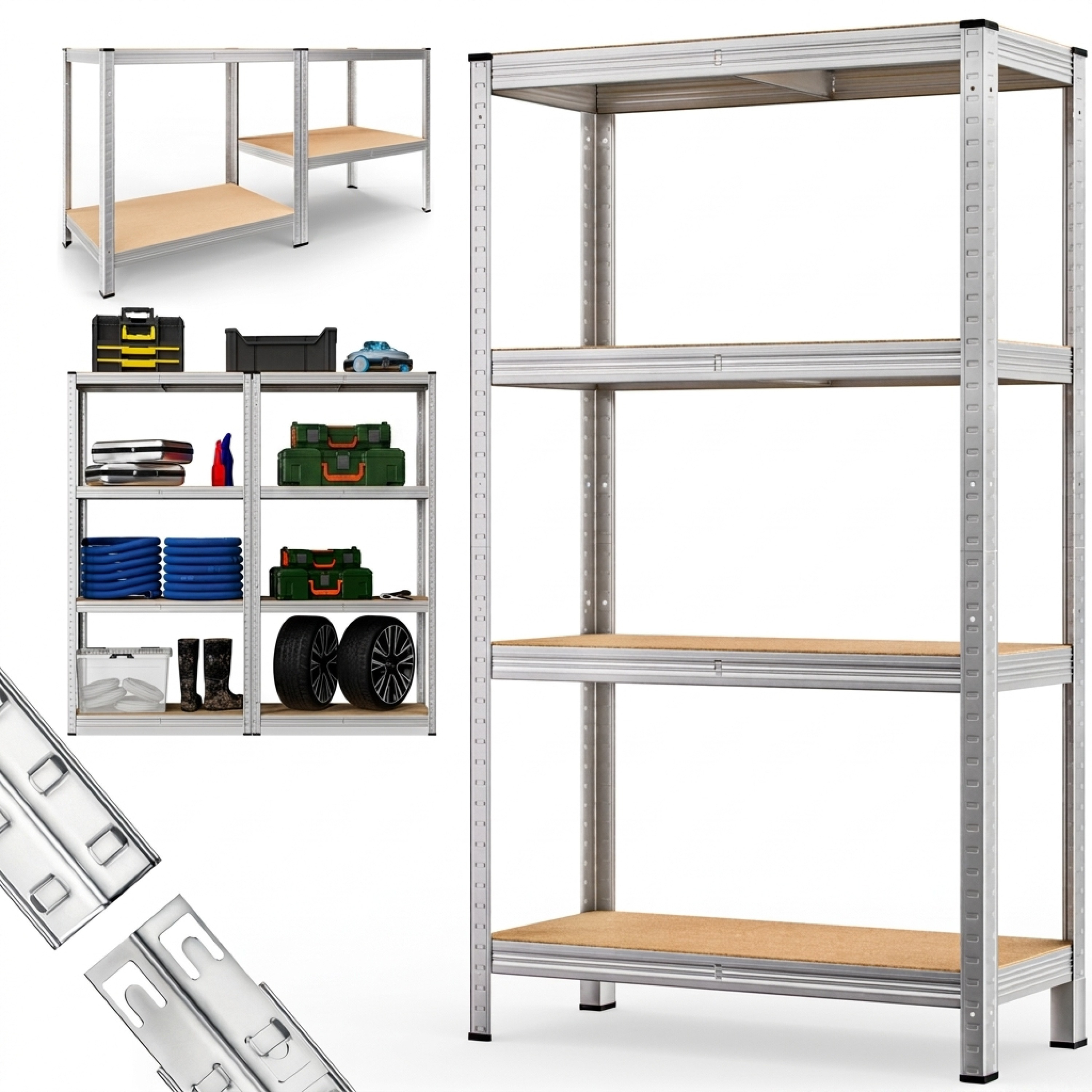 Image of Heavy-duty Shelving Unit 160x90x40cm 700kg 4 Boards Shelf Storage Shelving Unit Basement Shelving Unit Plug-in Shelving Unit Workshop Shelving Unit