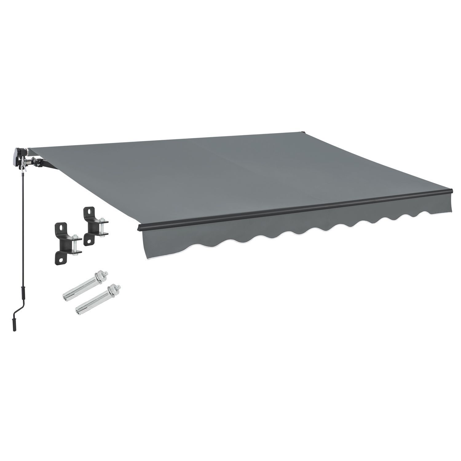 Joint Arm Awning With Crank & Wall Mounting, Uv40+ & Water-repellent, Length + Angle Adjustable, Awning For Terrace & Balcony