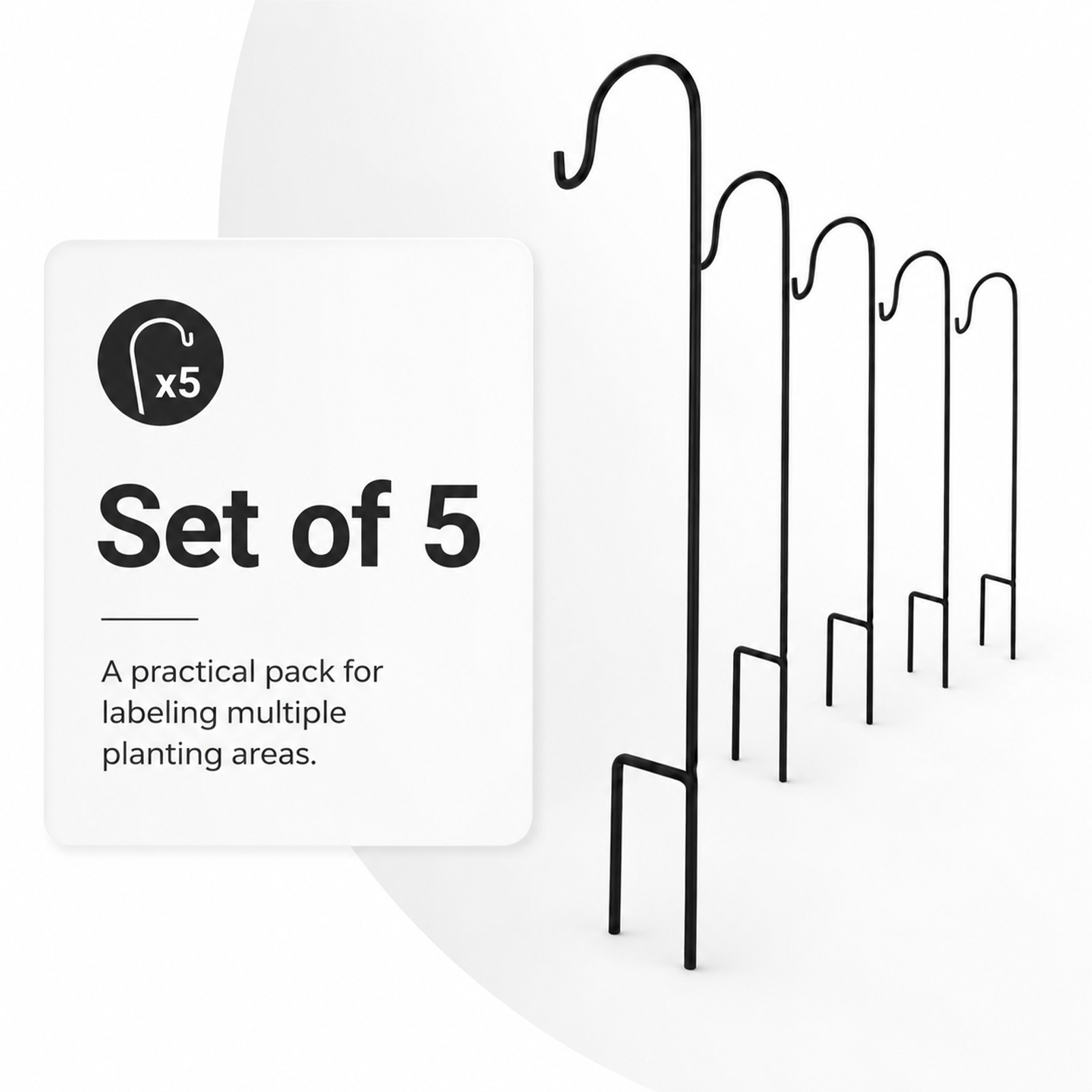 TEMU 5-pack Garden Hook/iron Metal Hanging Feeder Basket/heavy-duty Garden Lamp/flower Pot/stake/outdoor Stake Stand Flower Stand Hook