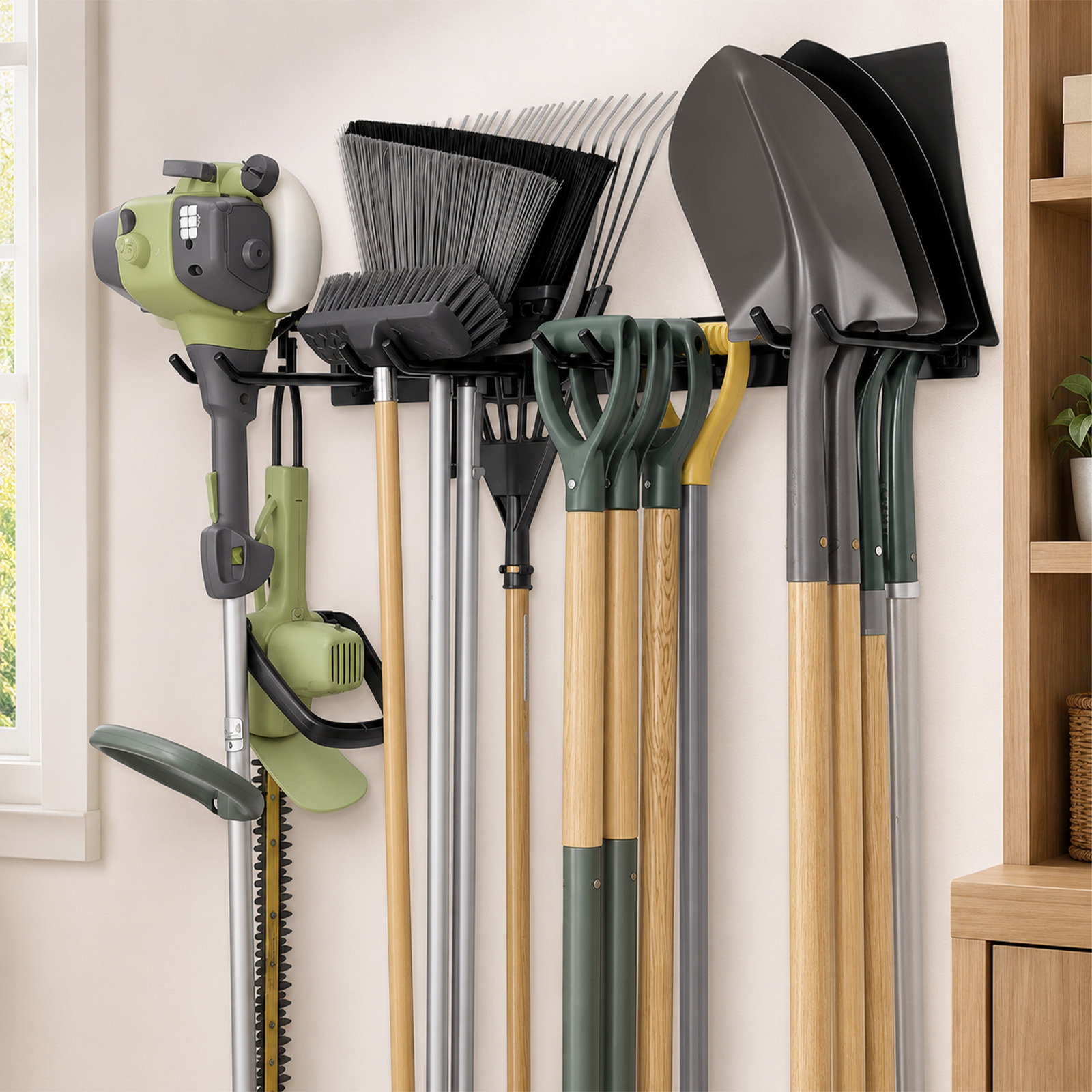 Image of 1x Wall-mounted Storage Holder For Garden Tools (garage) - For Shovels, Rakes, Brooms, Hoses & More