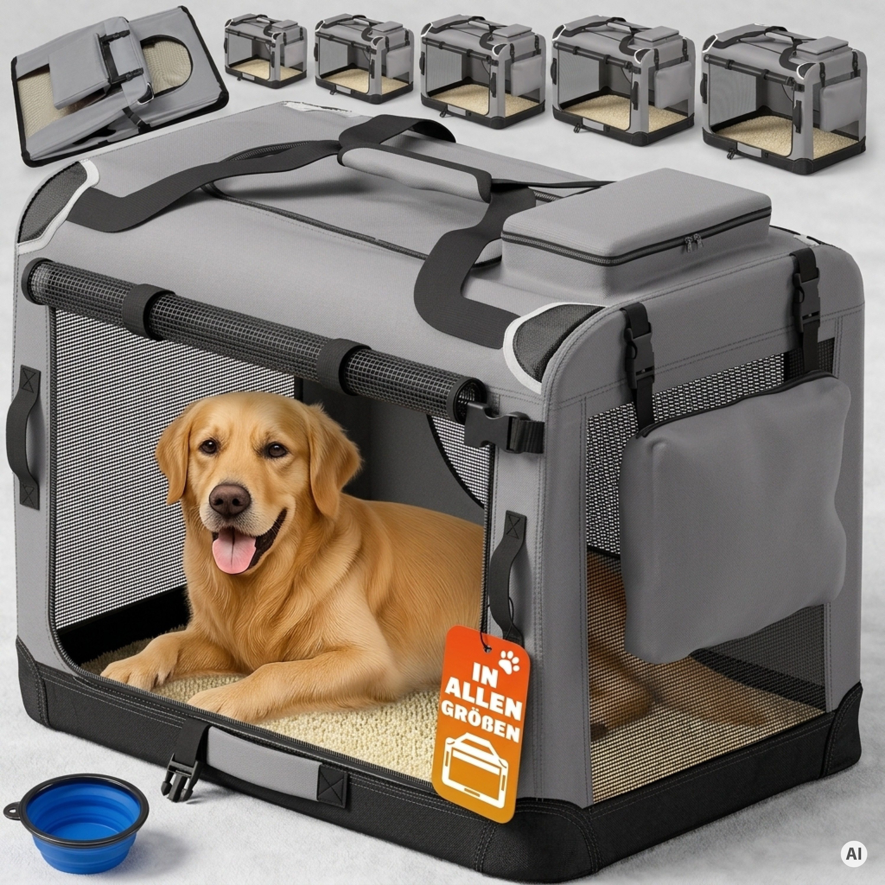 Image of Dog Crate Xxxl Foldable 101x70x70cm, Breathable, , Easy To Clean, Transport Box