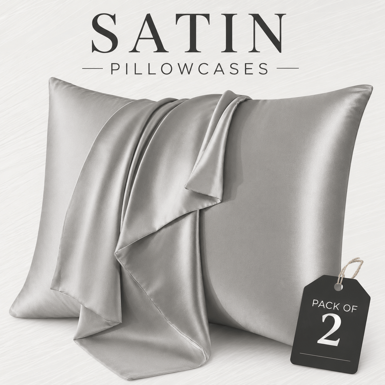 TEMU Pack Of 2 Satin Pillowcases, Ultra Soft & Breathable, Solid Color Pillowcase With Envelope Closure, Cooling Feel, Wrinkle Resistant Machine