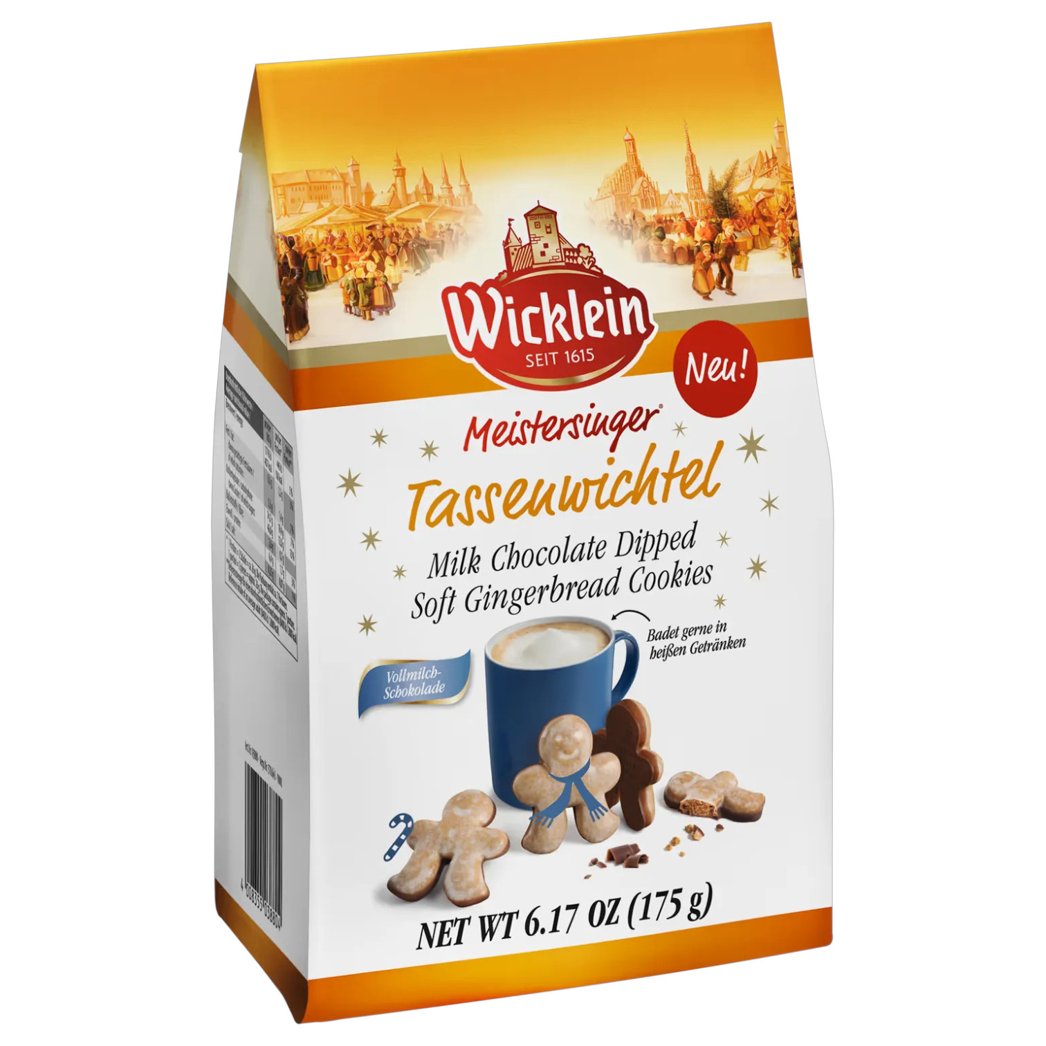 Image of Wicklein Mug Gnomes With Chocolate Base 175g Nuremberg Cookie Figures Christmas