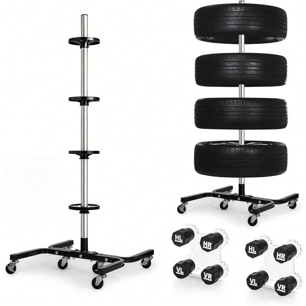 Universal Stainless Steel Tire Tree, Can Carry 4 Car Tires, Suitable For 295mm Tires, Suitable For Garage Storage