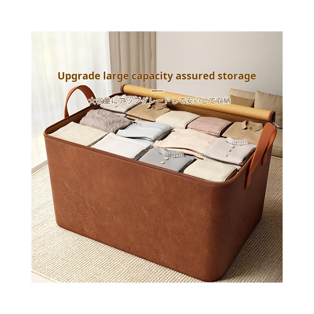 Oil-Waxed Leather Storage Bag for Clothes and Blankets
