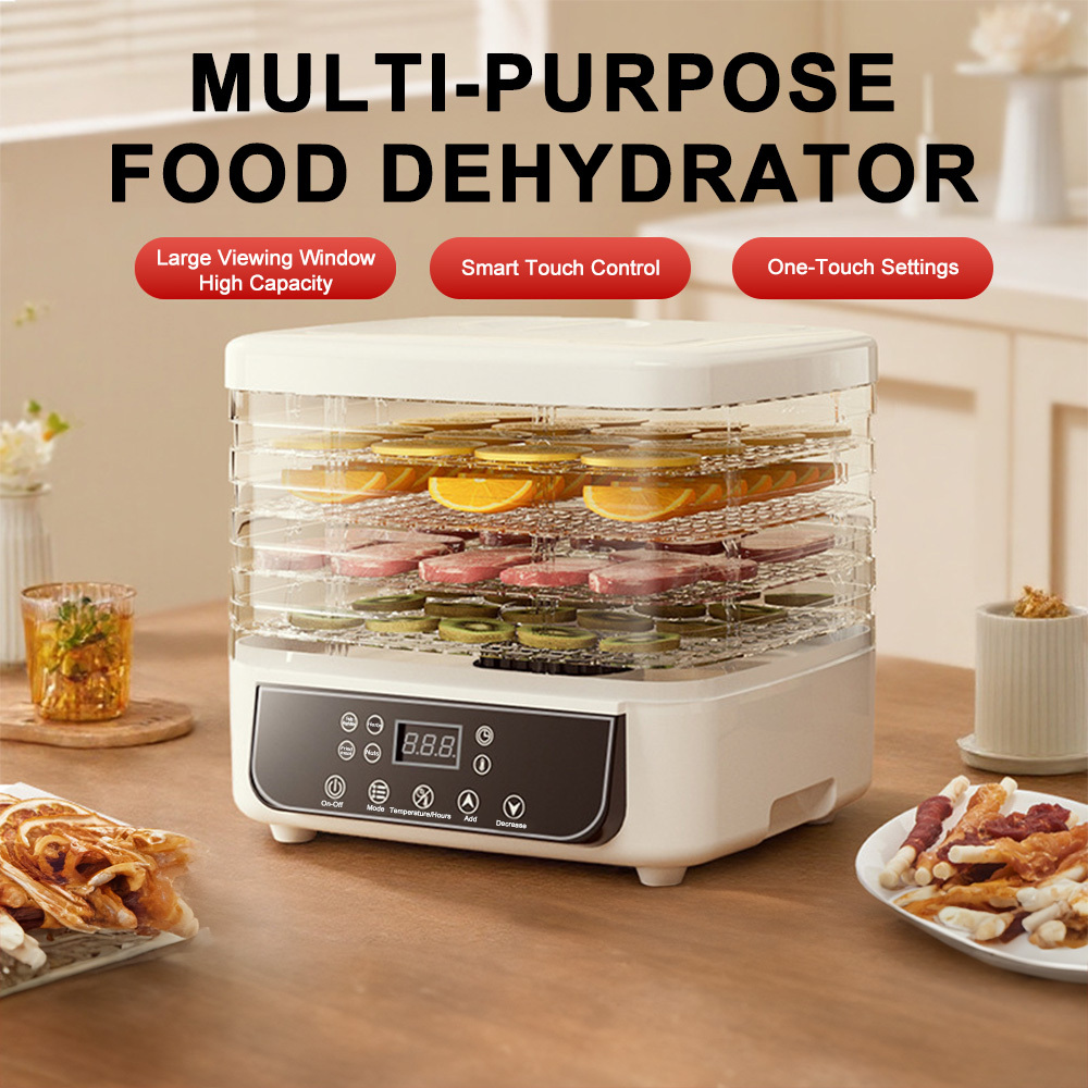 Image of 5 Tray Food Dehydrator, Touch Food Dehydrator, 5layer Transparent Trays, Digital Timer & Temperature Control, Dehydrators For Food And Jerky, Fruit, Meat, Herbs, Mushrooms, Beef Snacks
