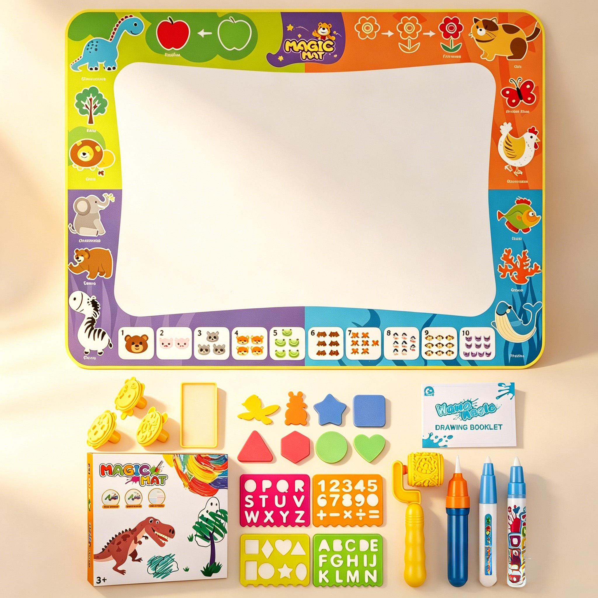 Image of 100×90 cm Large Water , Reusable Water Drawing Painting Mat With Complete Accessory Kit, No‑ink Magic Graffiti Toy For 3+ Kids Parent‑child Interaction Gift