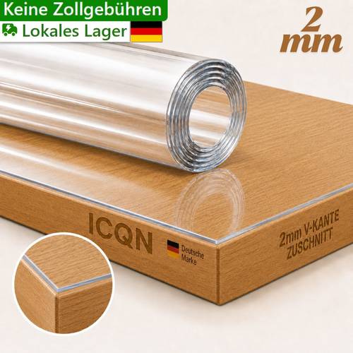 Artikelbild transparente pvc tischschutzfolie, 2 mm stark, kratzfest & hitzebeständig, robuste tischauflage für esstisch, couchtisch und schreibtisch, klare schutzfolie für zuhause, küche und hotel