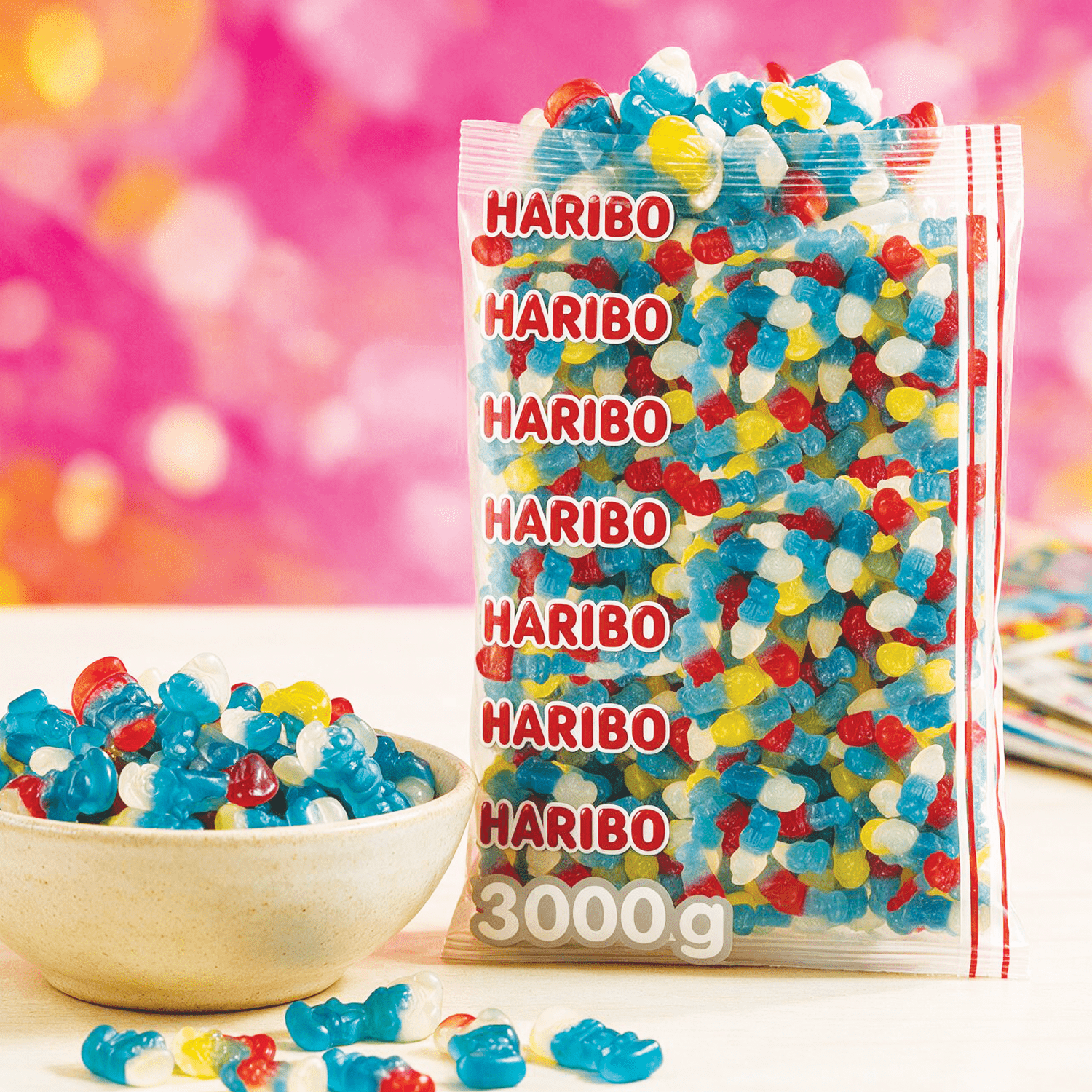 Image of 3kg - Haribo - Fruit Gum With Raspberry And Strawberry Flavor