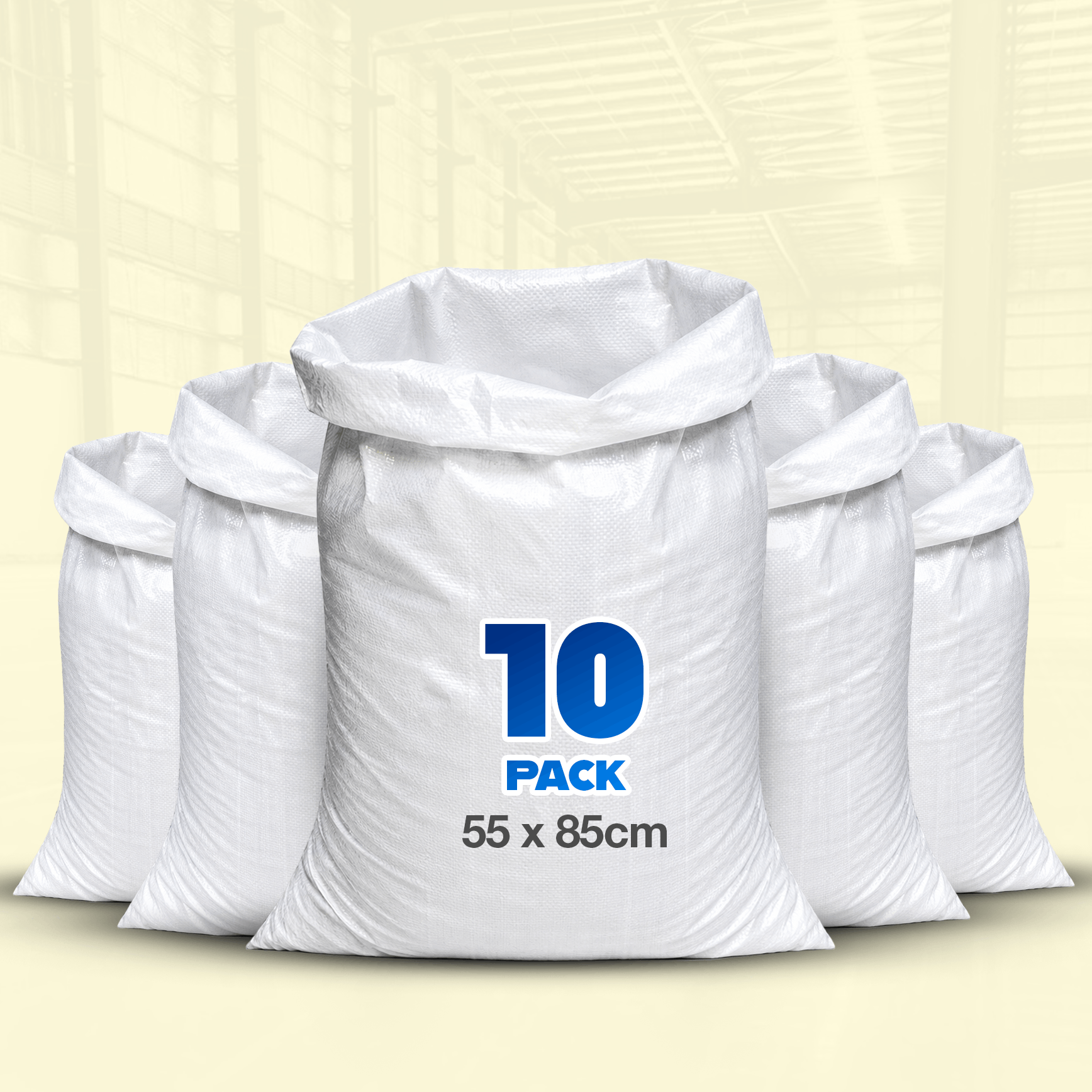 TEMU 10pcs Heavy Duty (55x85cm) Woven Sacks | Extra Strong Polypropylene Bags | Garden Waste Bags | Reusable Sacks For Construction, Yard Waste,