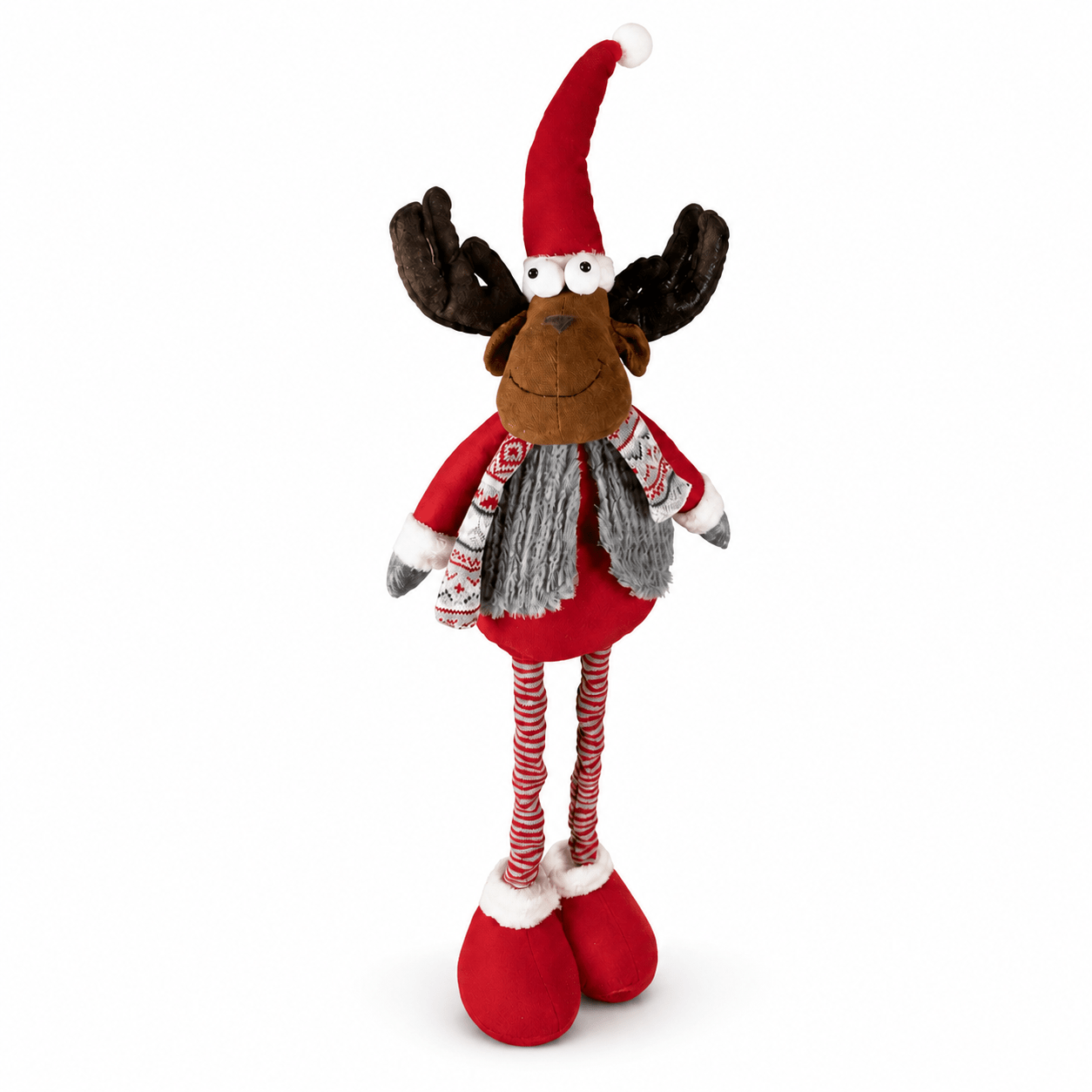 Image of Christmas Reindeer 80 Cm, Telescopic Christmas Figure Elk In Santa Claus Style, Decorative Christmas Decoration For Living Room, Home And Christmas Tree