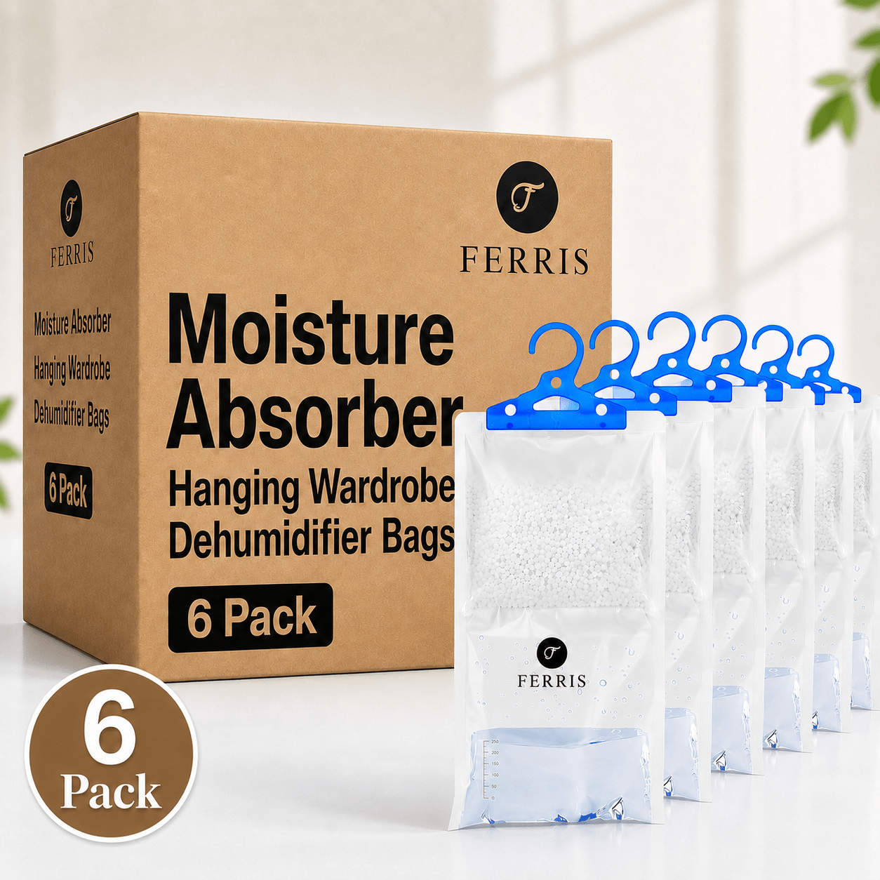 TEMU Hanging Moisture Absorber Bags, Damp & Condensation Control For Cars, Wardrobes, Bedrooms, Caravans And Storage Pack Of 6, 3x Of The Weight,