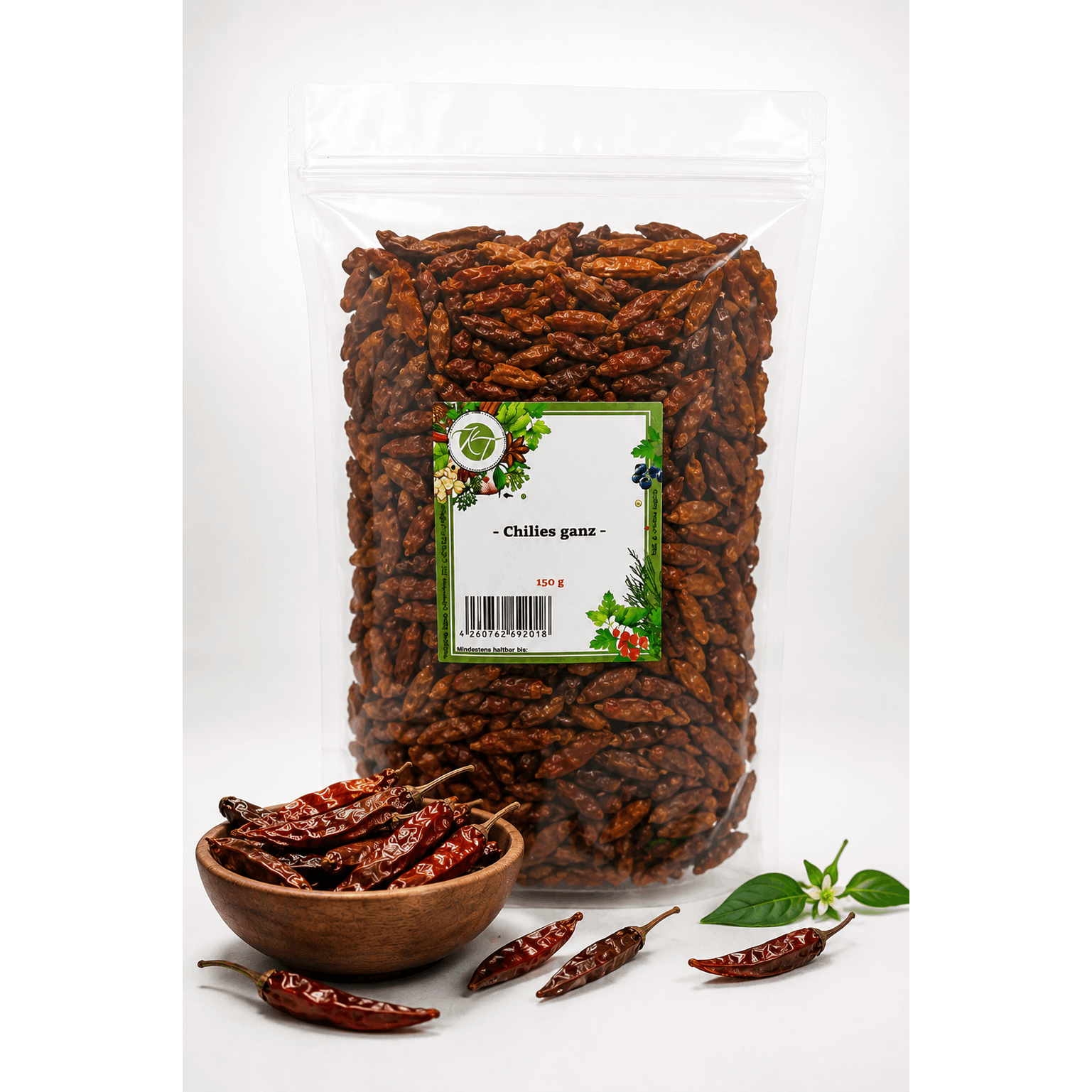 Image of Kt 150g Whole Bird's Eye Chilies, 1-3 Cm, Very Spicy - Premium Quality