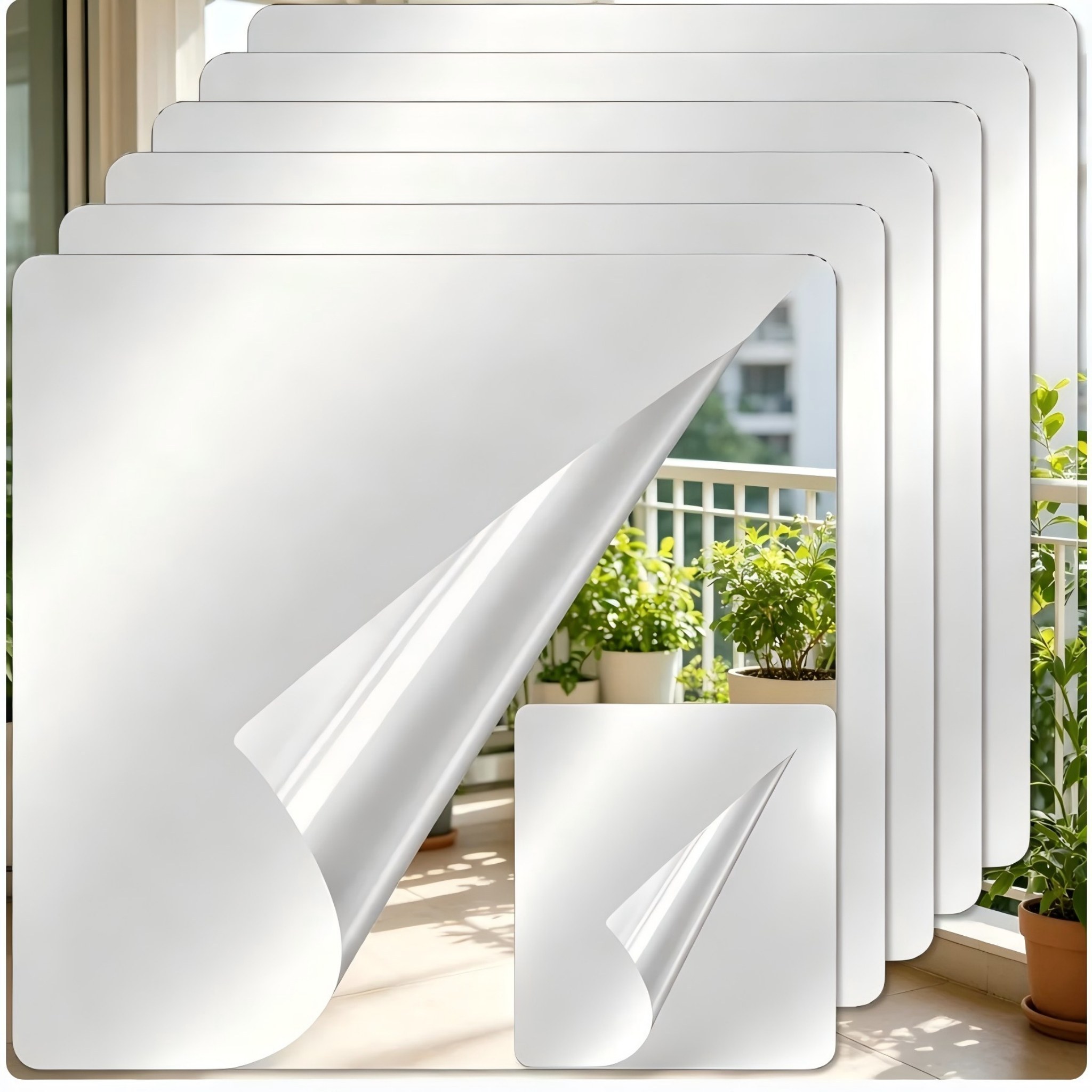 Image of Self-adhesive Acrylic Mirror Tiles 30 X 20 Cm, 6 Pack -resistant Wall Mirror With 24 Adhesive Pads, Flexible Mirror For Home Commercial Use
