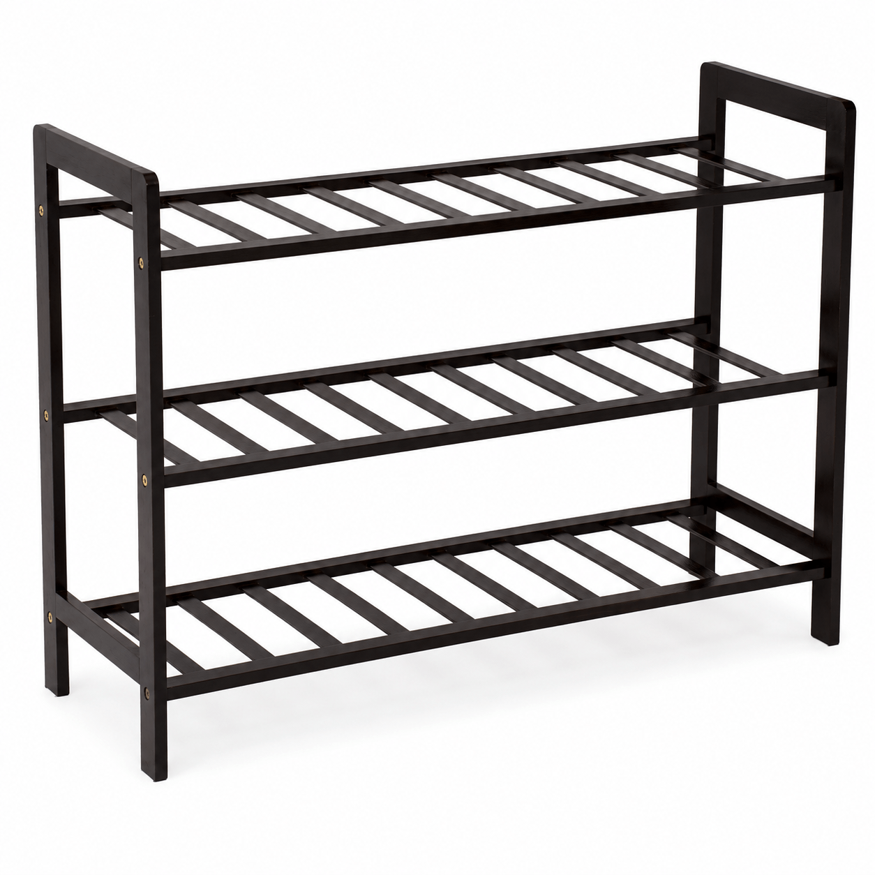 Image of 3-tier Bamboo Shoe Rack - Narrow Freestanding Shoe Stand, 68.1 × 23.9 × 50 Cm, Space- Shoe Organizer For Hallway, Bedroom, And Dressing Room, Espresso