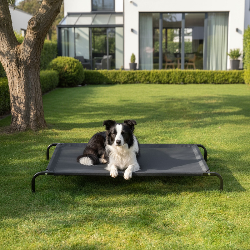 Belviona Elevated Outdoor Dog Bed With Metal Frame, Breathable Mesh Fabric, Removable Cover, Protects Cold, Ideal For Garden, Terrace, Apartment