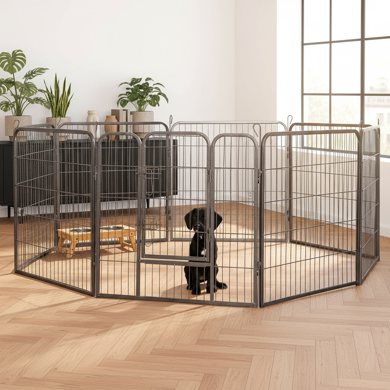 Belviona Expandable Metal Playpen With Door And Lock, Rounded Edges, Assembly, For Indoor And Outdoor Use, In Sizes