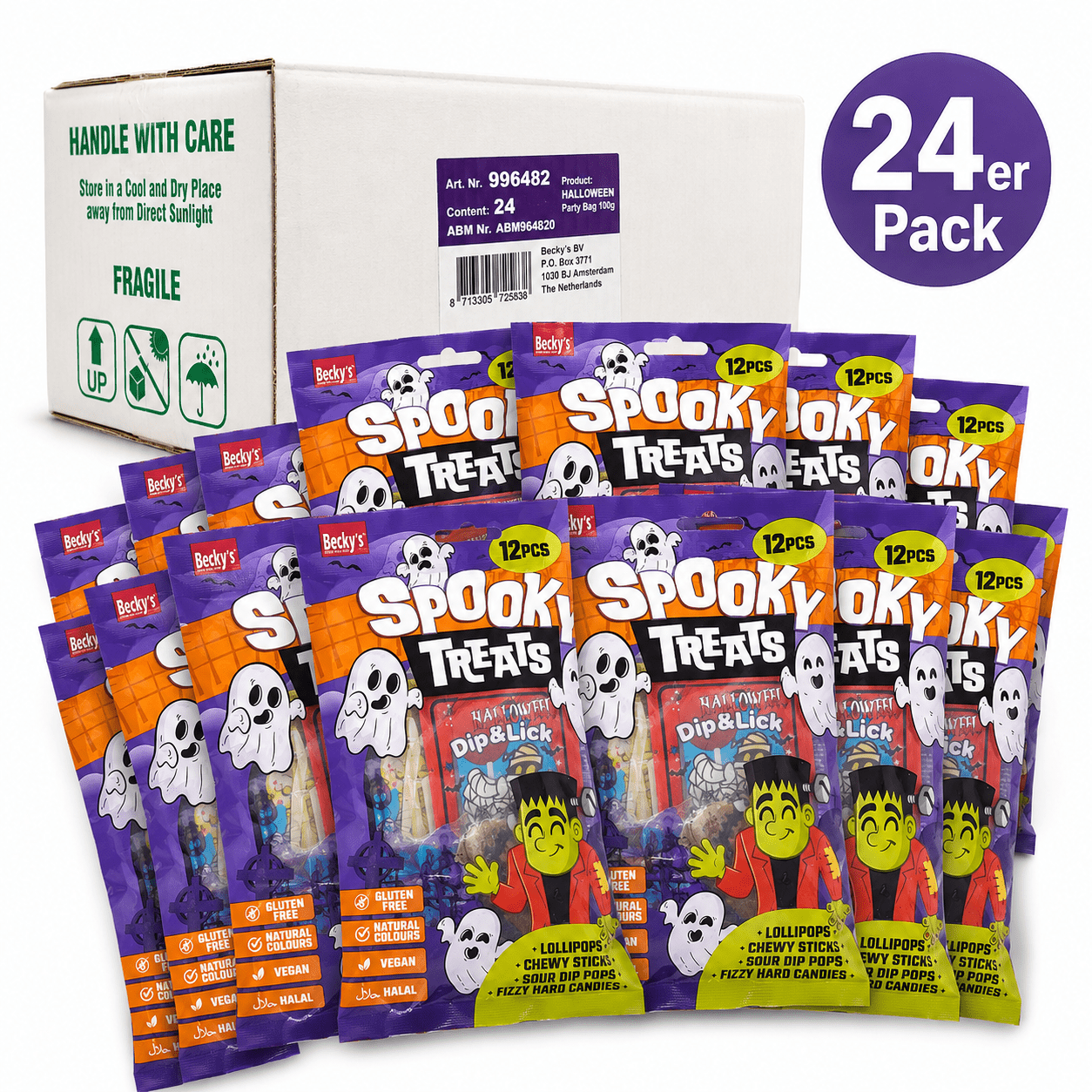 Image of Becky’s Spooky Treats Halloween 24-pack Carton – 288 Candies – 2.4 Kg Candy Bulk Pack – Party & Trick Or Treat
