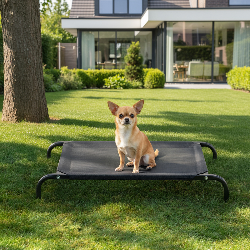 Belviona Elevated Outdoor Dog Bed With Metal Frame, Breathable Mesh Fabric, Removable Cover, Protects Cold, Ideal For Garden, Terrace, Apartment