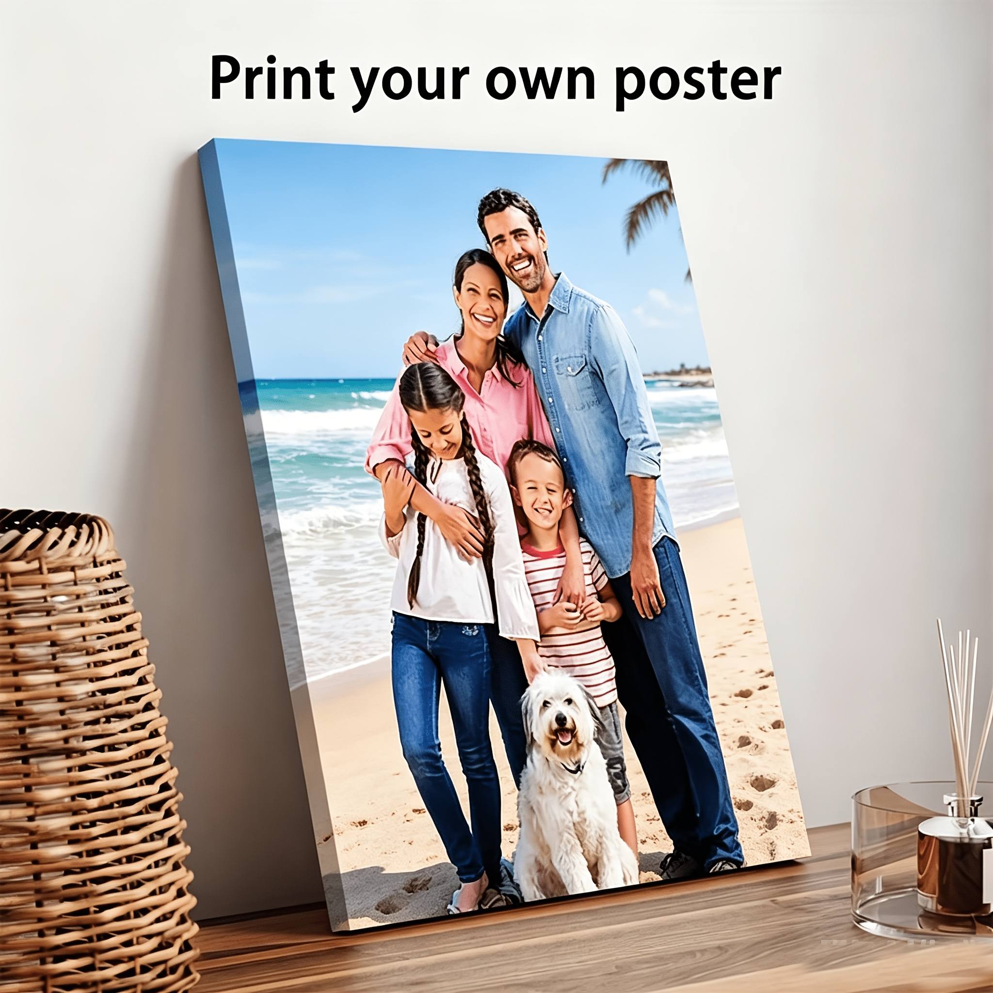 Customizable Canvas Painting with Pine Wood Frame, Perfect for Memories