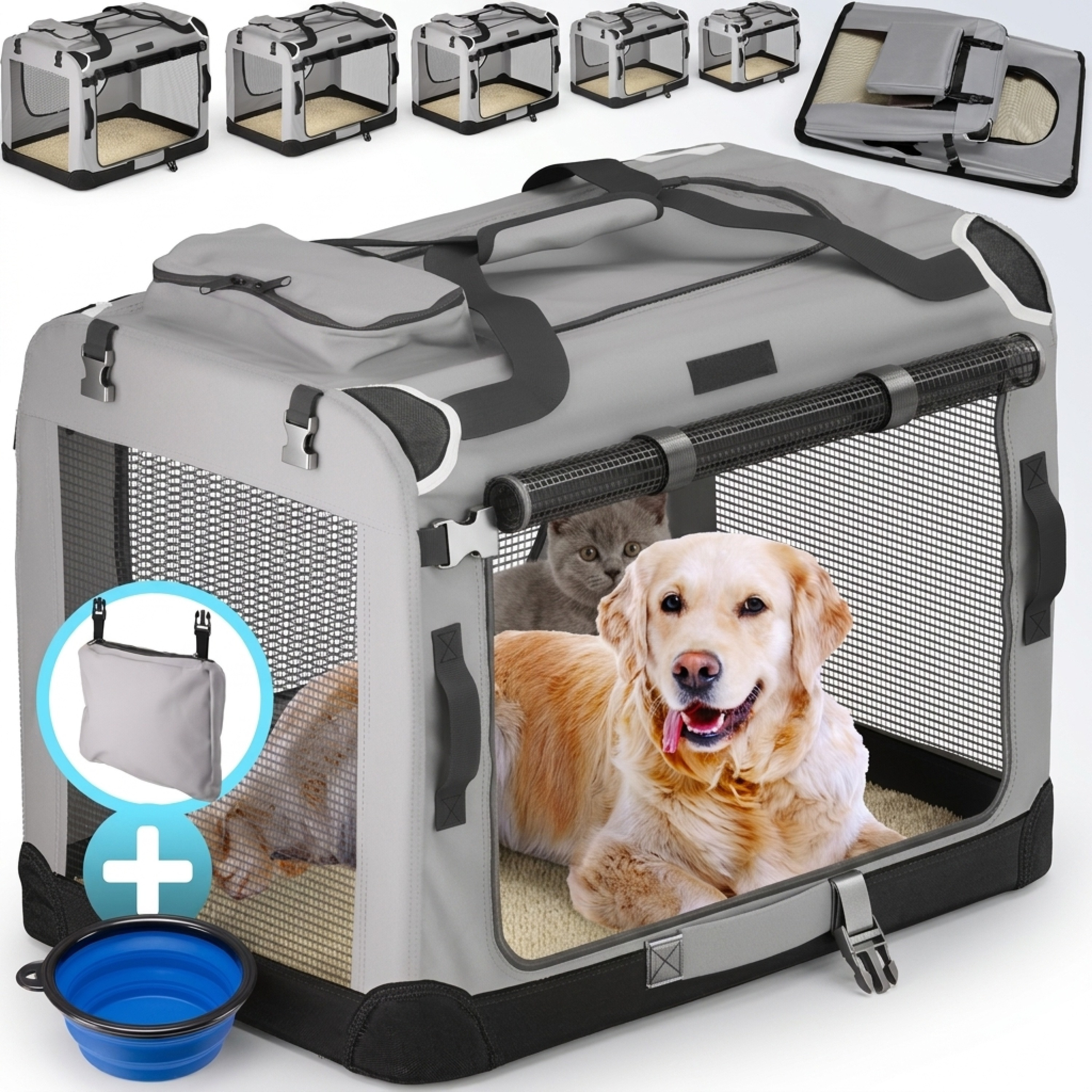 TEMU Xxl Foldable Dog Crate, 90x60x66cm, Breathable And Durable