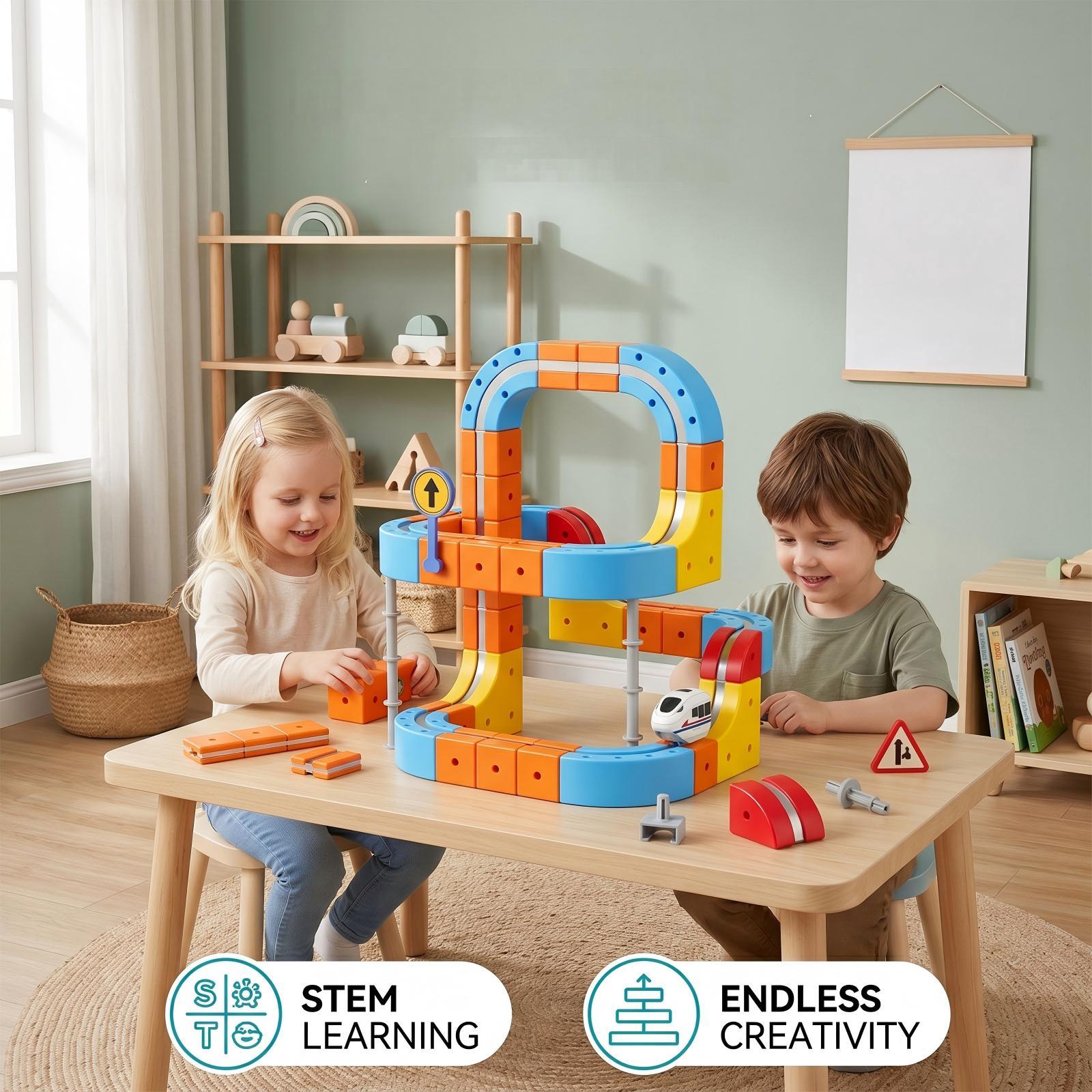 80-Piece Electric Train Set for Kids 3+ Years