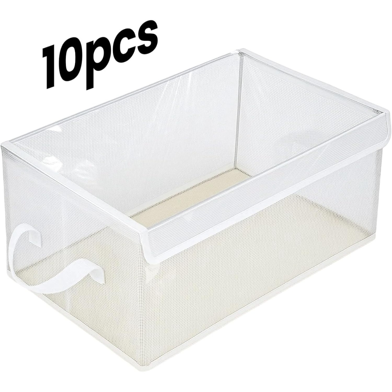 Image of 10pcs Set Of Transparent Storage Boxes With Lids, Foldable Pvc Organizer